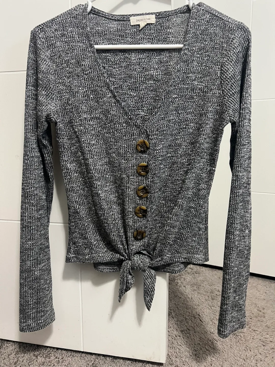 Paper Tee Grey Button-Up Top thumbnail