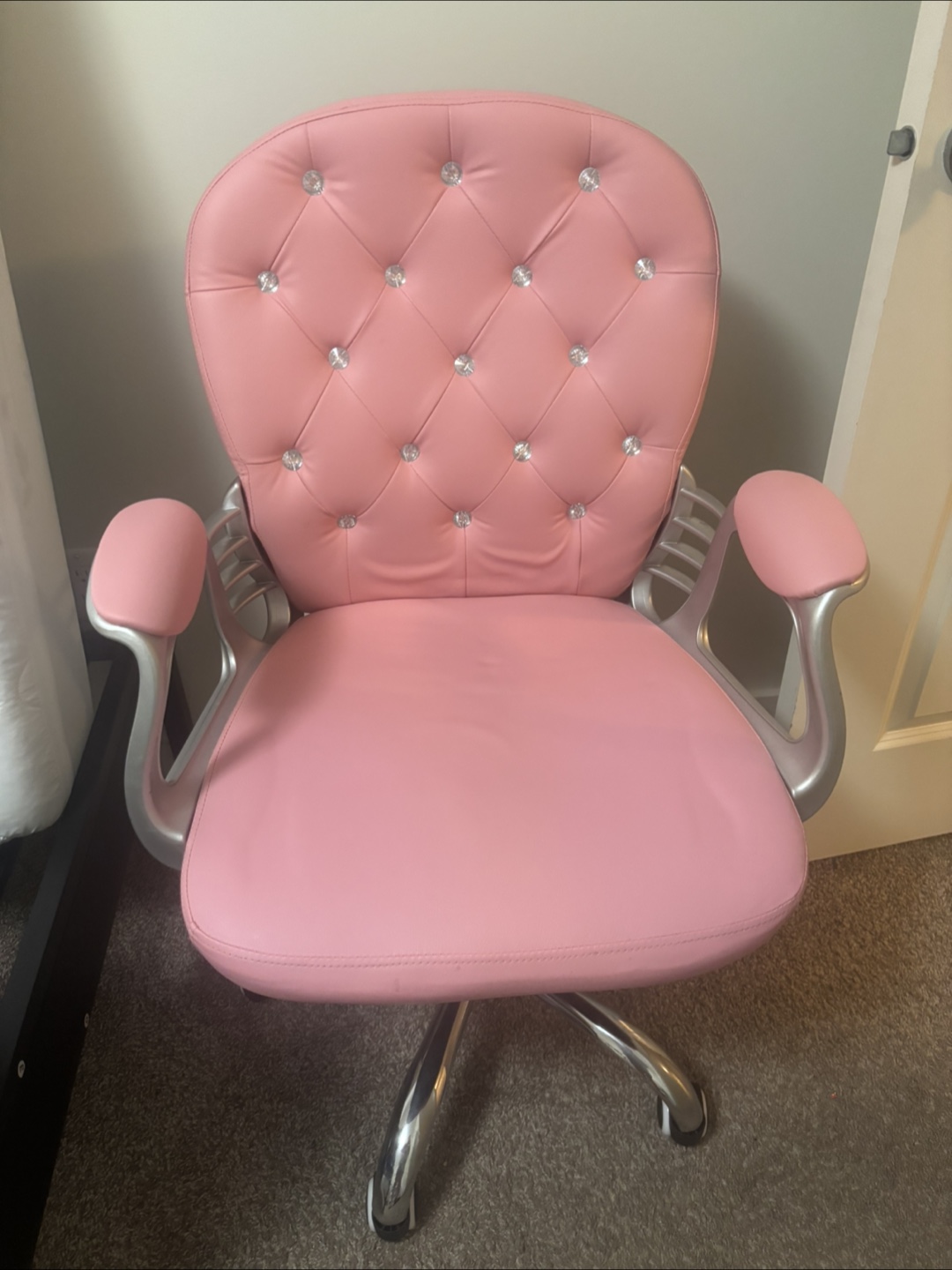 Pink Faux Leather Office Chair