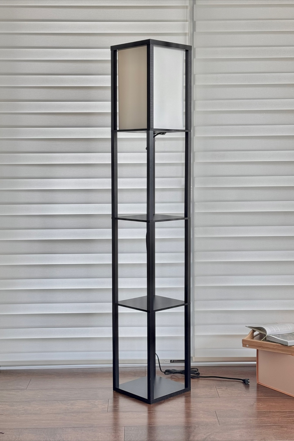Black Floor Lamp with Shelves - 62.5"