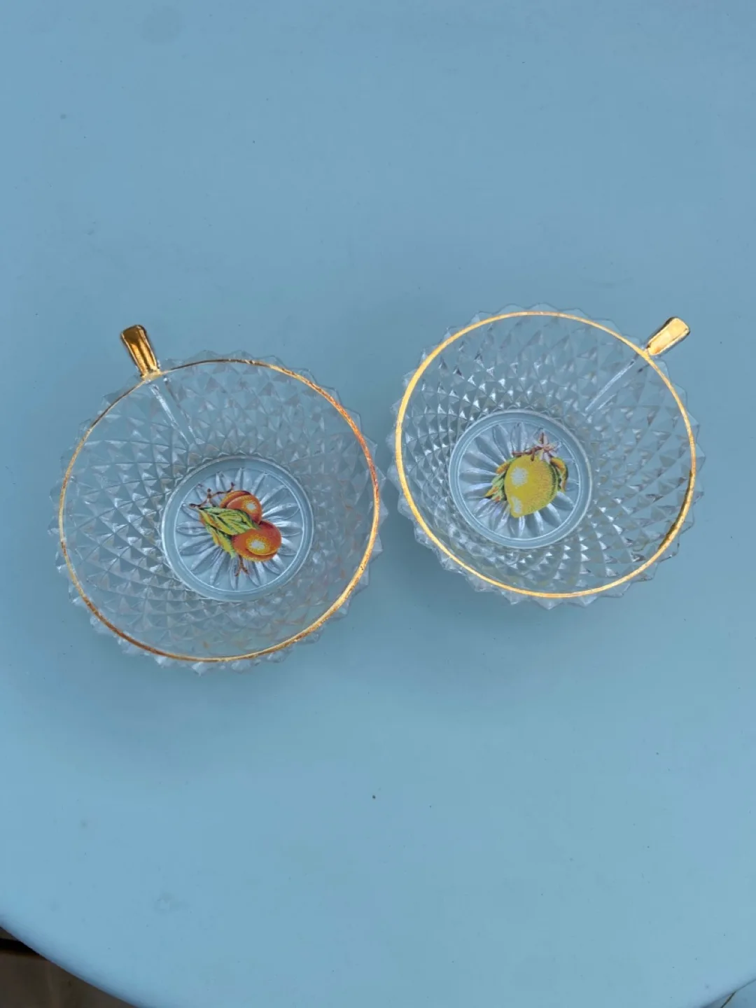 Vintage Dessert Bowls with Gold Trim thumbnail