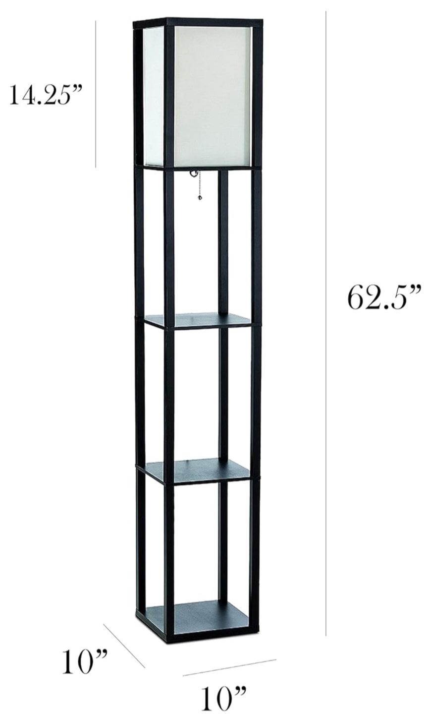 Black Floor Lamp with Shelves - 62.5" - photo 3