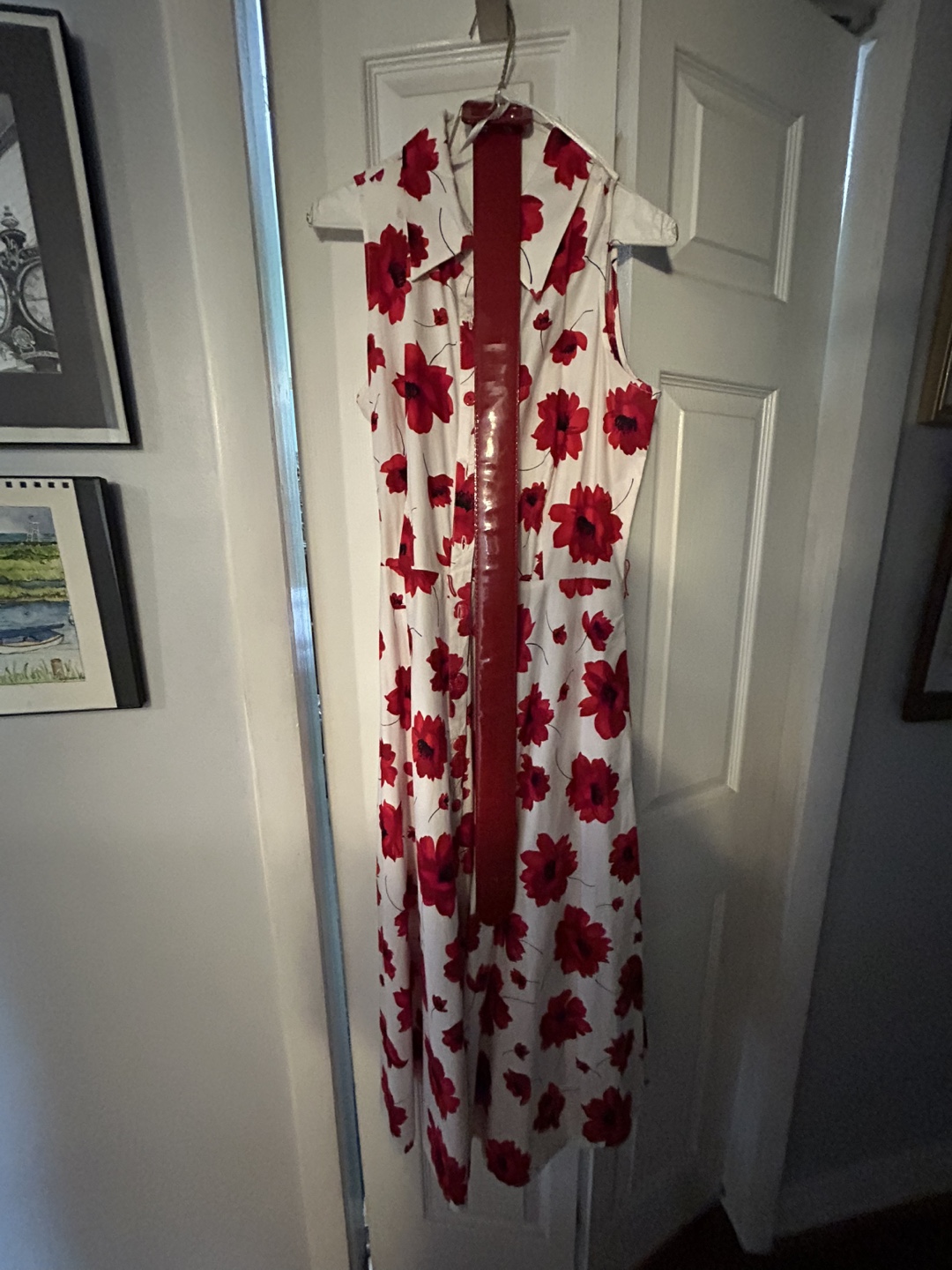 Floral Print Dress - Red & White
