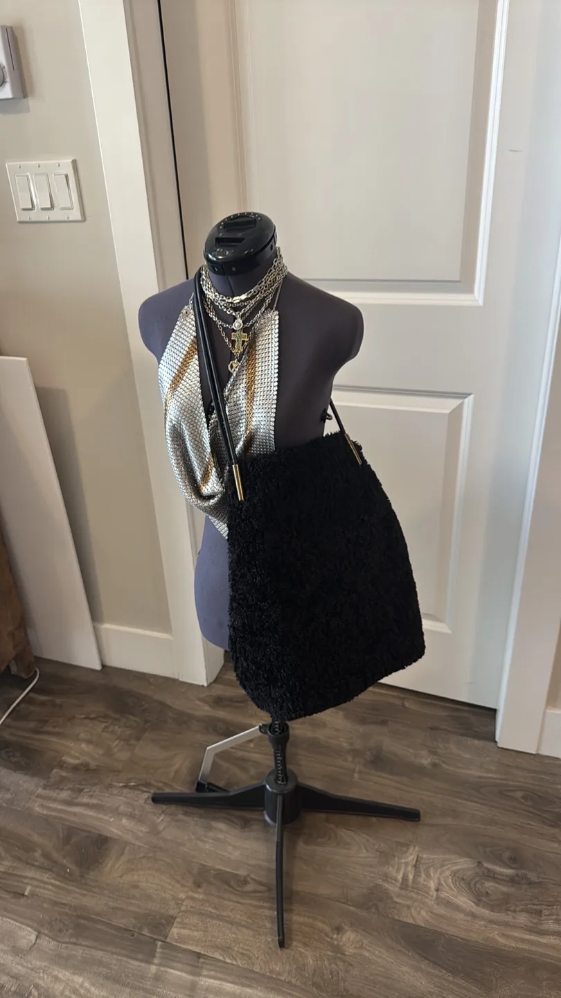 Anthropologie holace Black Fuzzy Tote Bag thumbnail