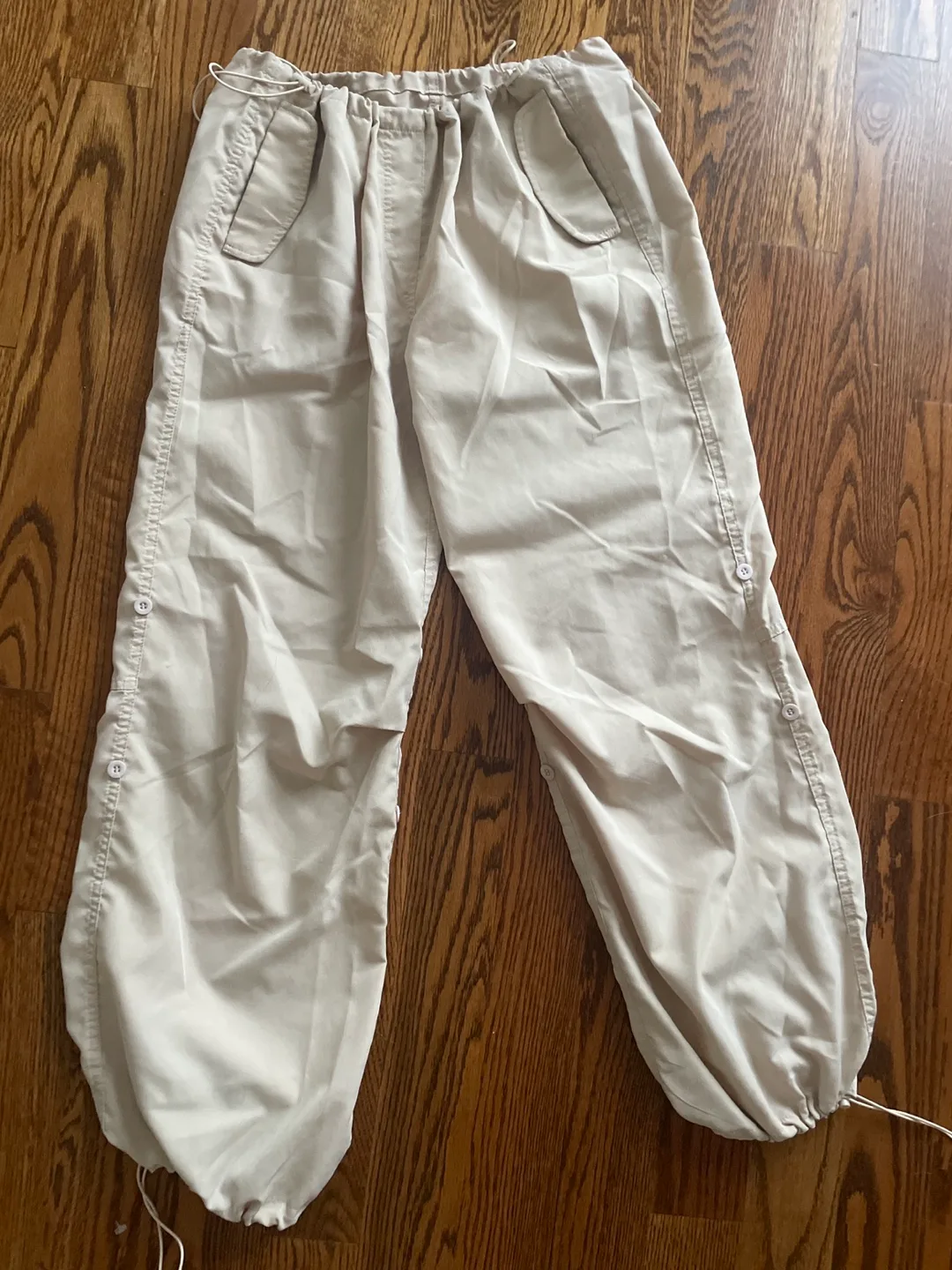 Cream Oversized Parachute Pants thumbnail
