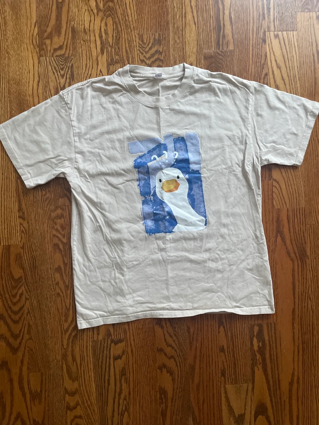 Oversized Cream Duck Print Shirt thumbnail