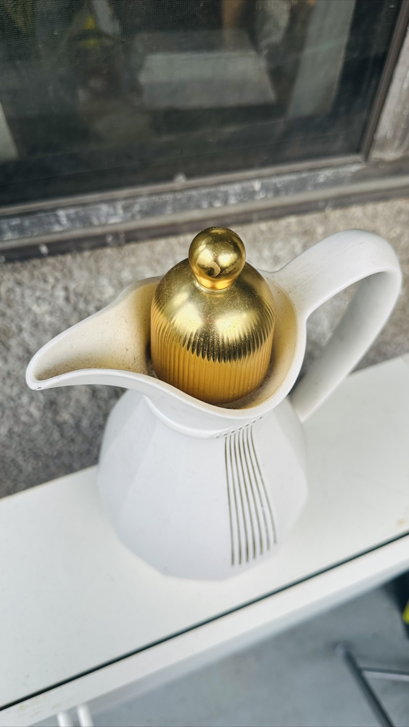 Vintage White & Gold Carafe