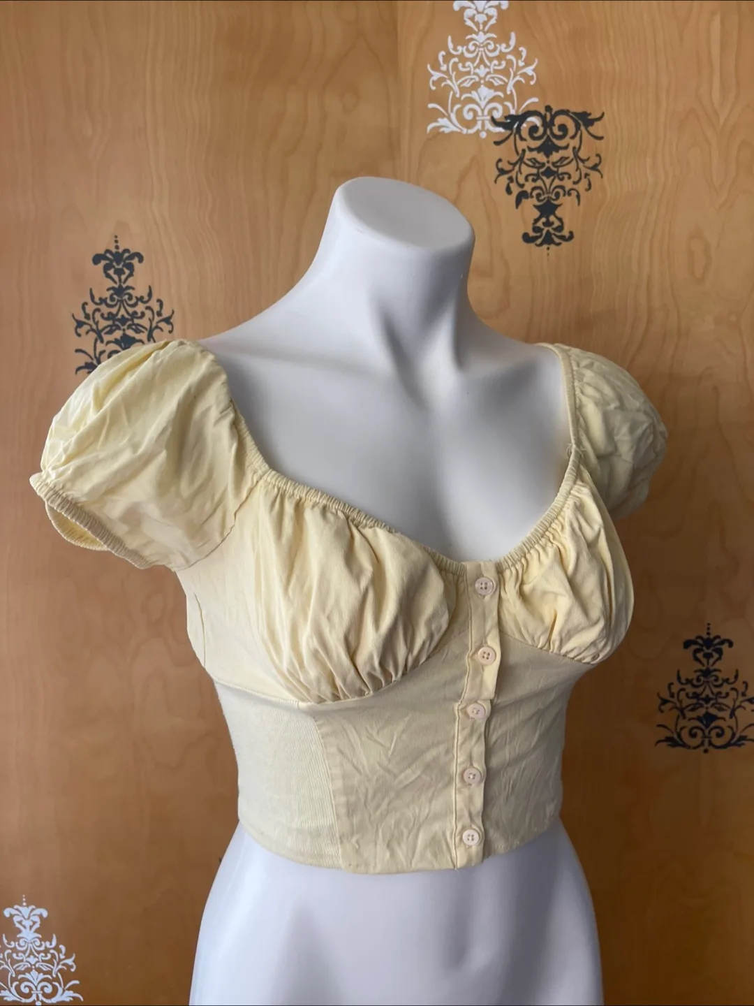 Vintage 2000s Y2K Yellow Crop Top Small image indicator(10)