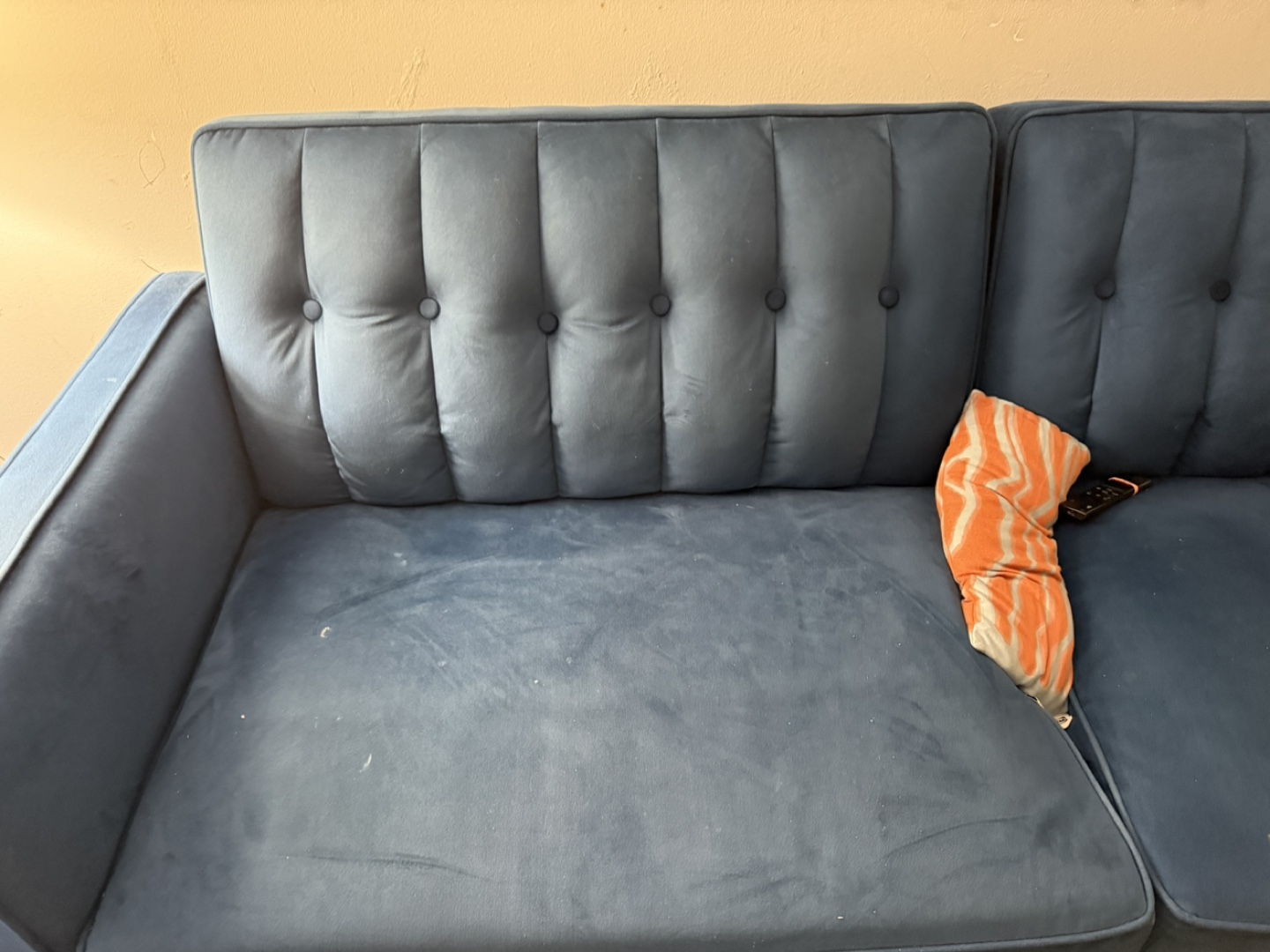 Blue Velvet Loveseat Sofa - 6'10" Length
