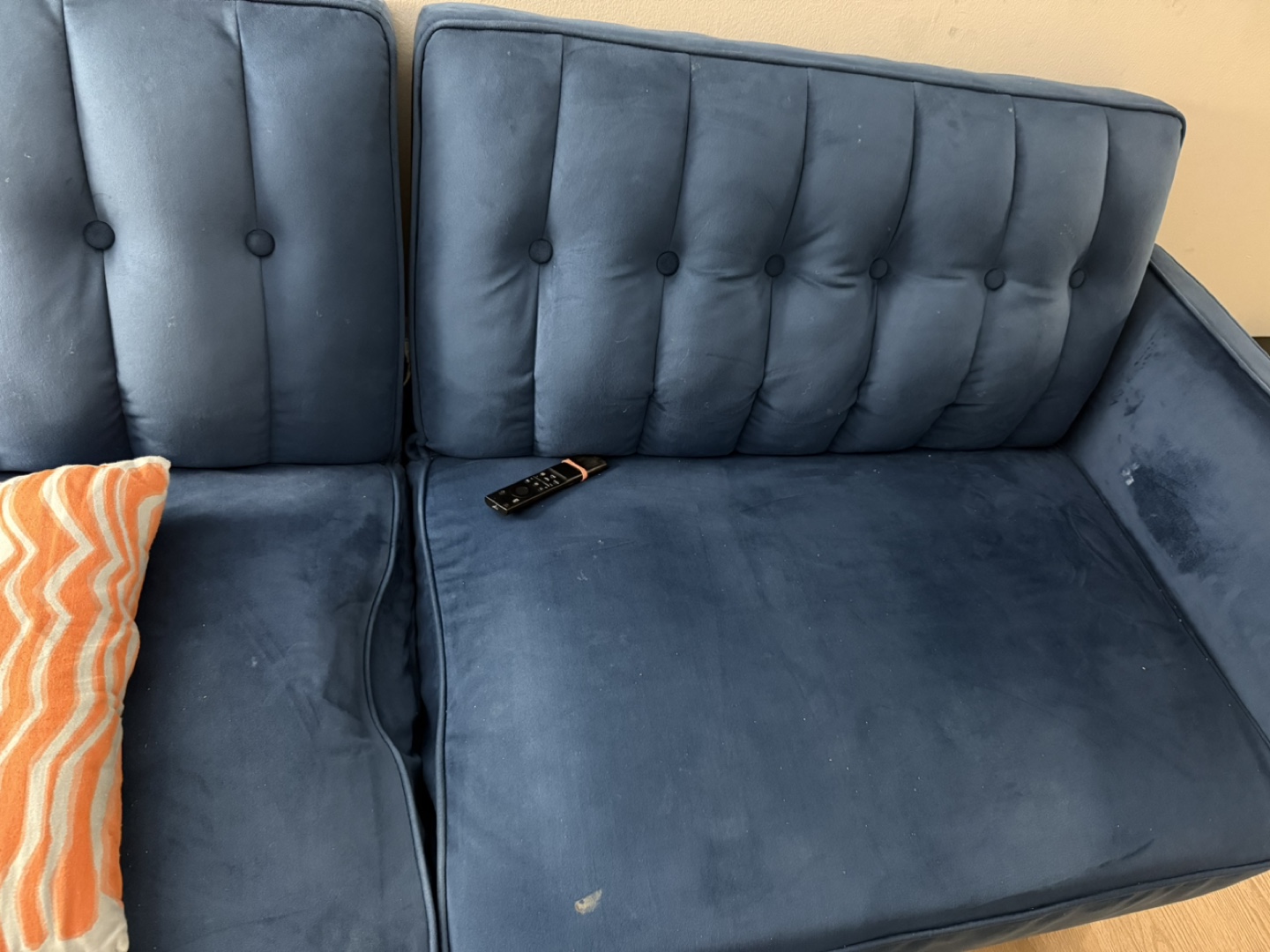 Blue Velvet Loveseat Sofa - 6'10" Length - photo 2