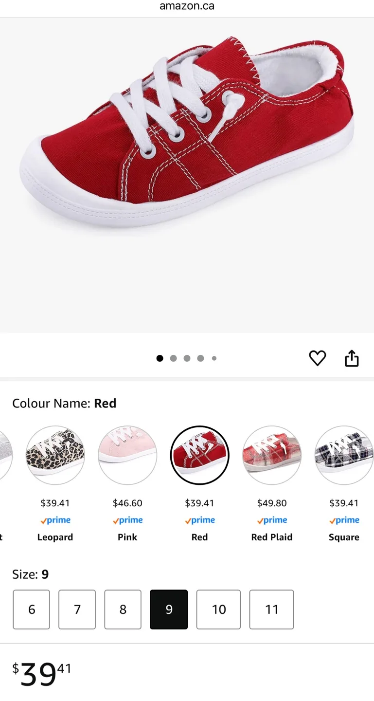 New Red Canvas Sneakers - Size 9 thumbnail