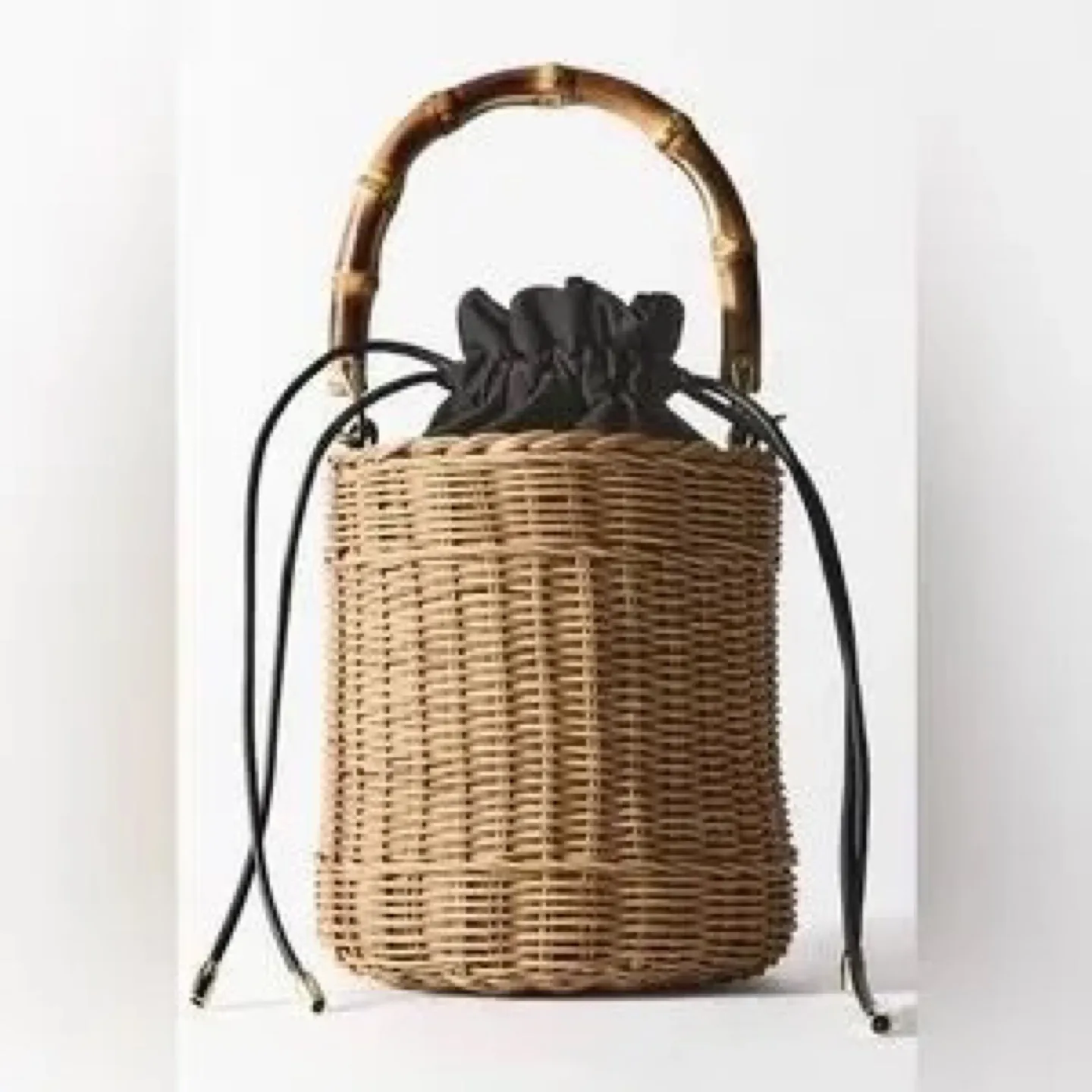 ZARA Wicker Basket Bag with Bamboo Handle image indicator(2)