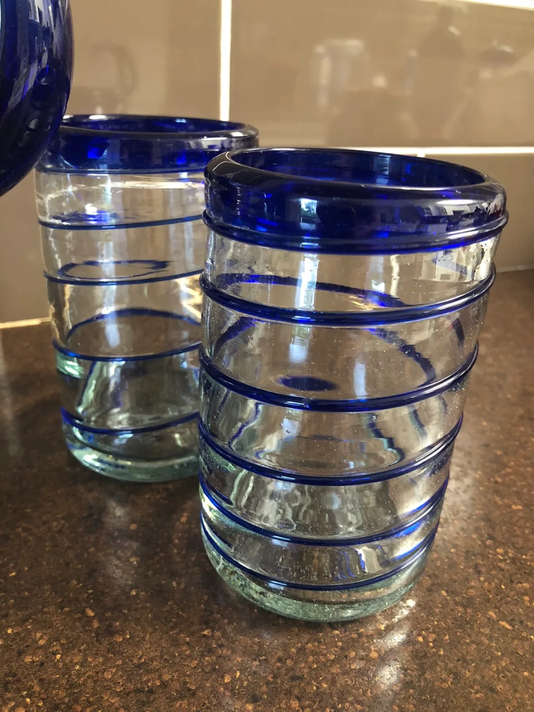 Glass Pitcher and Tumbler Set - Blue Accents image indicator(2)