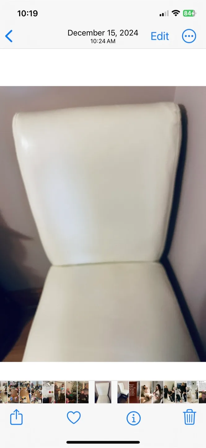 Beautiful White Leather Bar Stool image indicator(2)