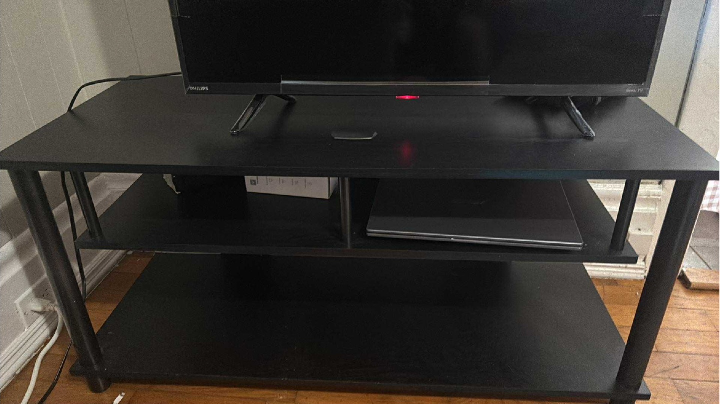 Black TV Stand with Shelves