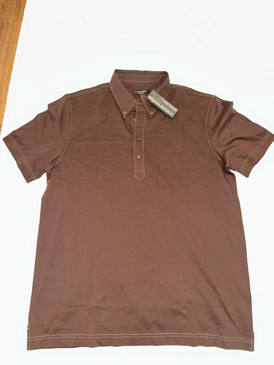 Banana Republic Luxury Touch Polo - Brown, Large Tall thumbnail