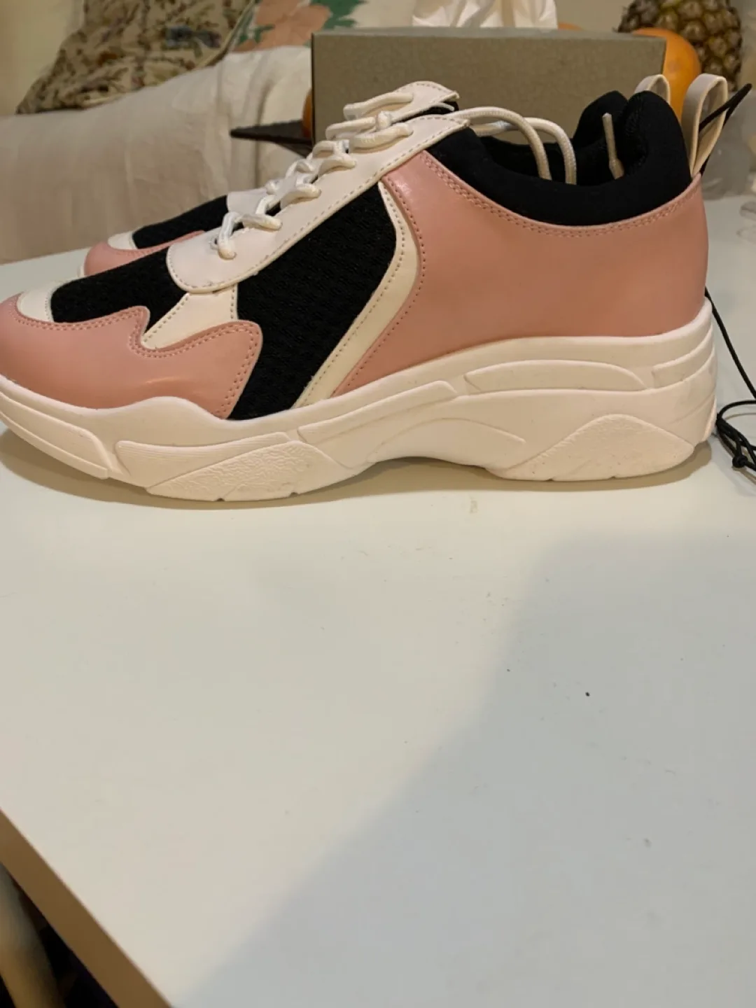 Pink, Black & White Fashion Sneakers , brand new. thumbnail