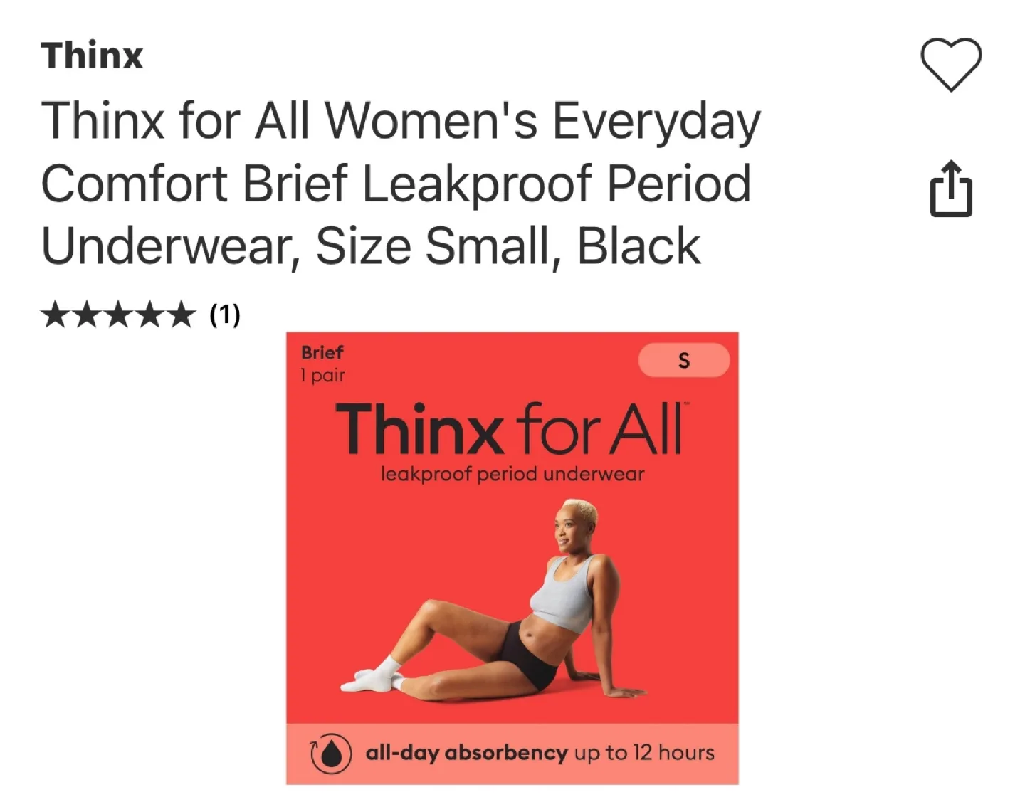 Brand new Thinx for All Black Brief - Size S/P each image indicator(2)
