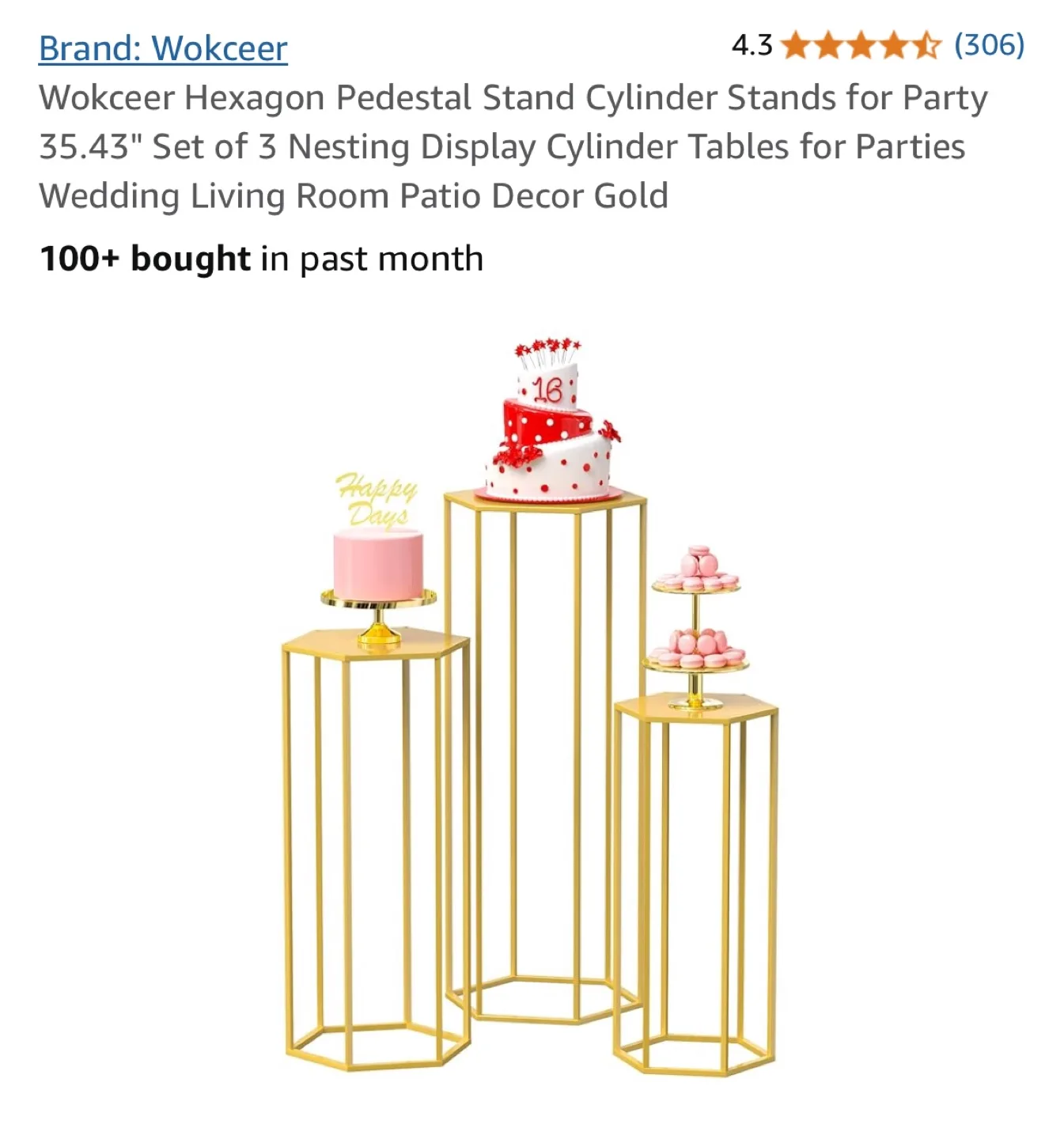 Wokceer Hexagon Pedestal Stand Cylinder Tables (Set of 3) thumbnail