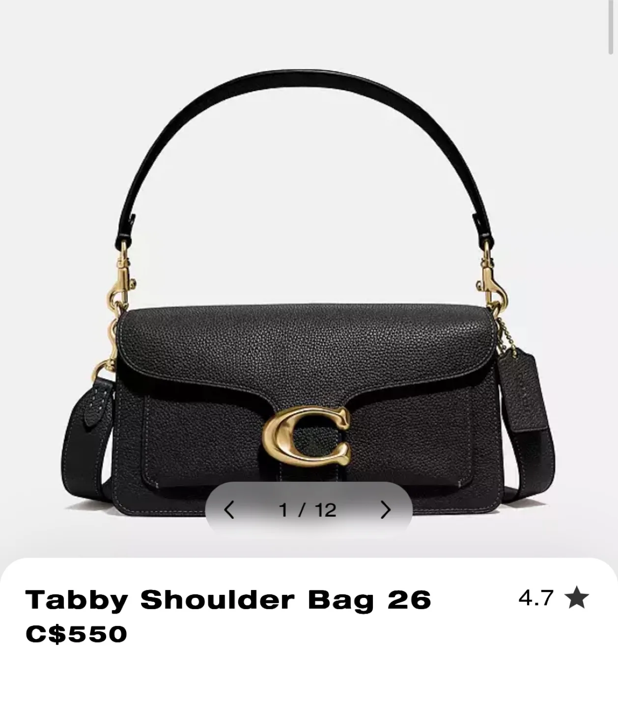 Coach Tabby Shoulder Bag 26 - Black *BRAND NEW* thumbnail