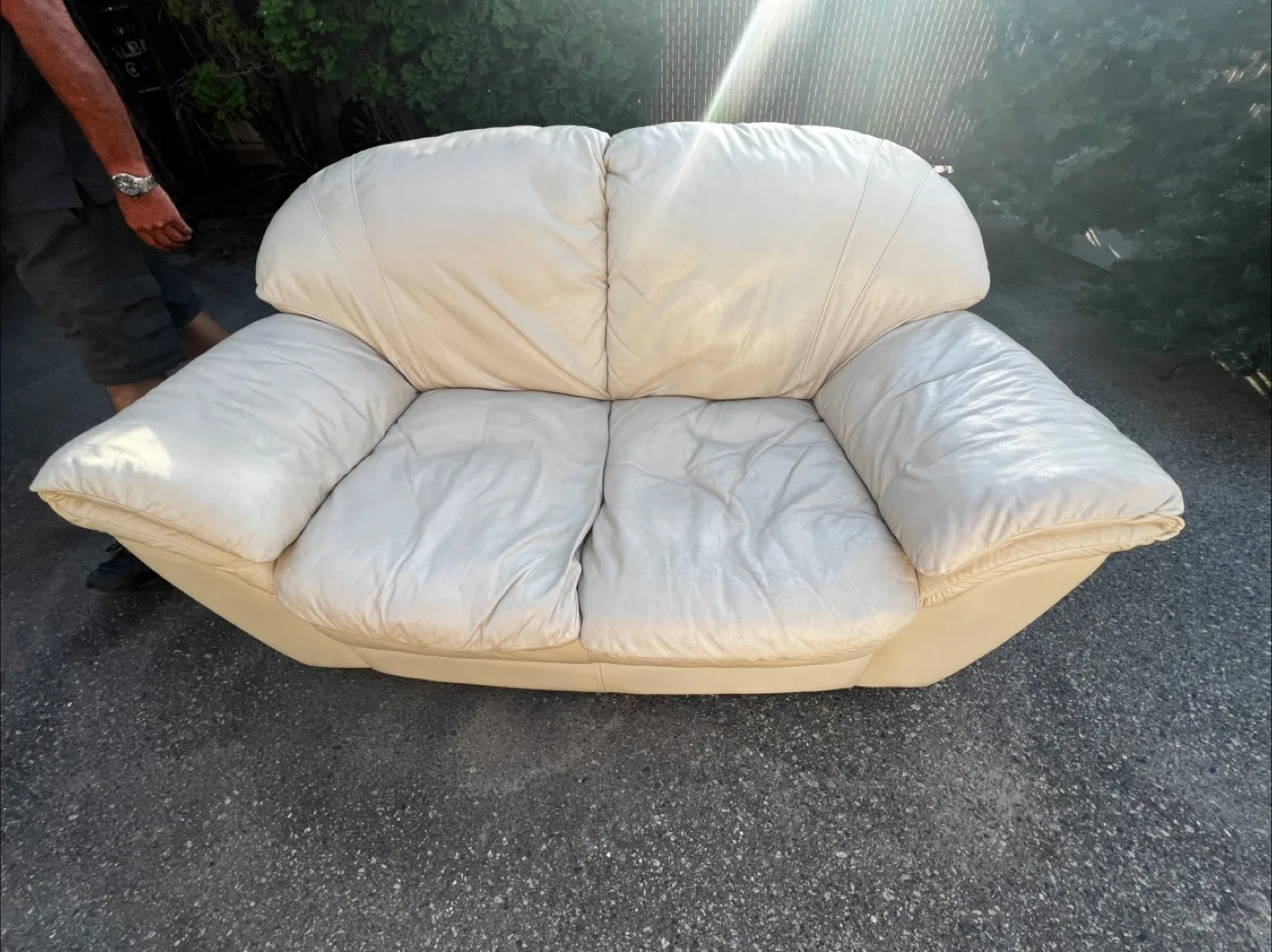 Cream Leather Sofa & Loveseat Set image indicator(2)