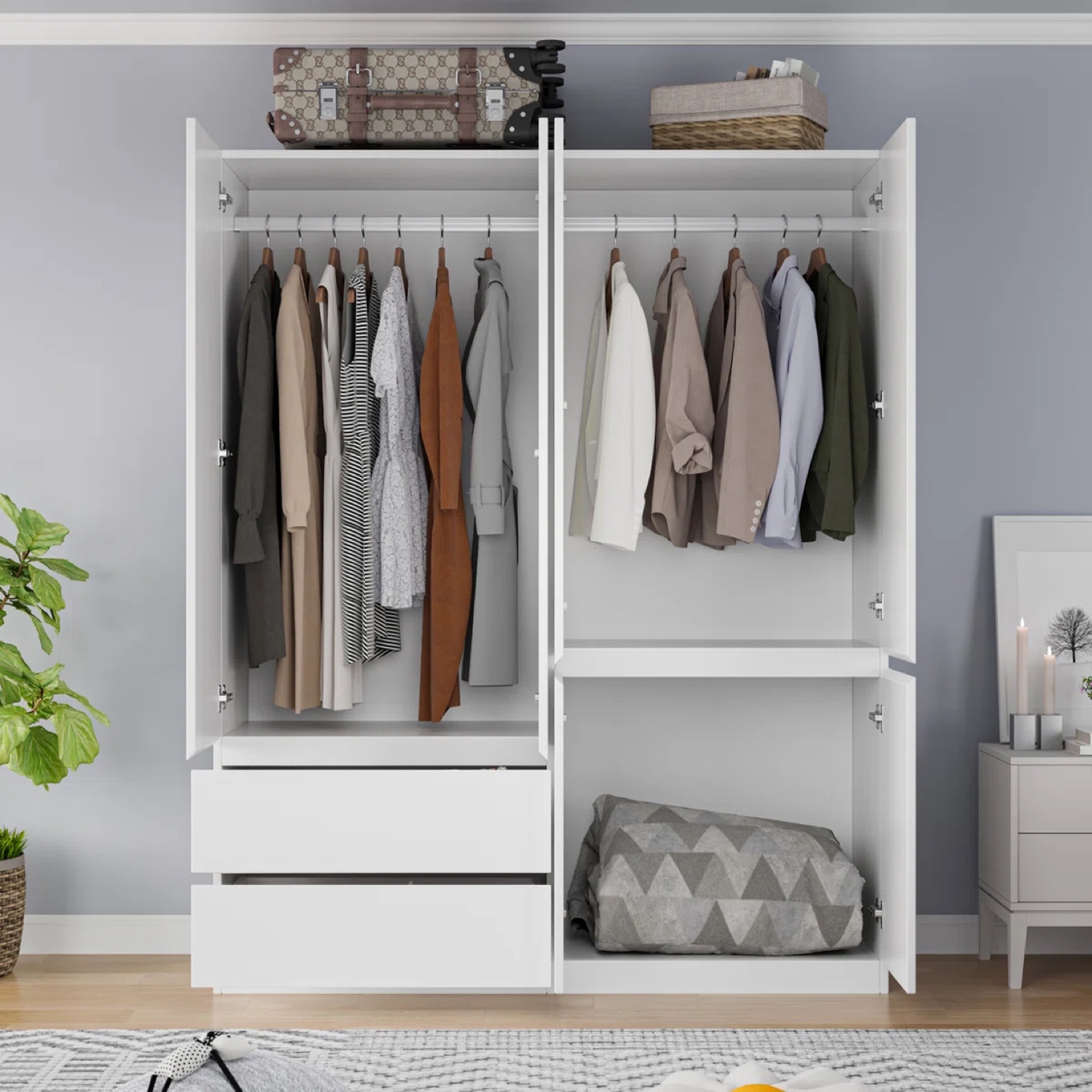 White 4-Door Armoire Wardrobe - photo 4