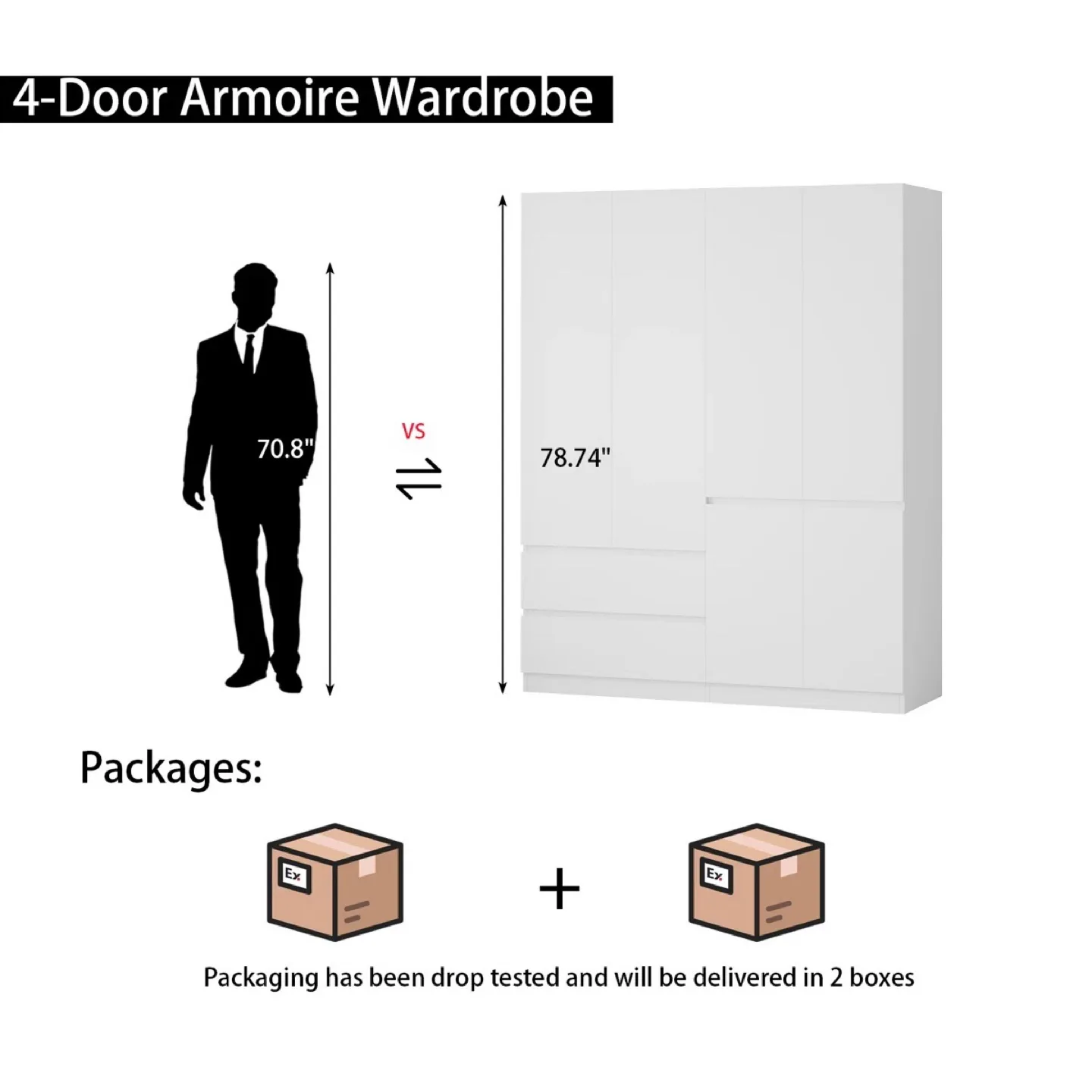 White 4-Door Armoire Wardrobe image indicator(2)