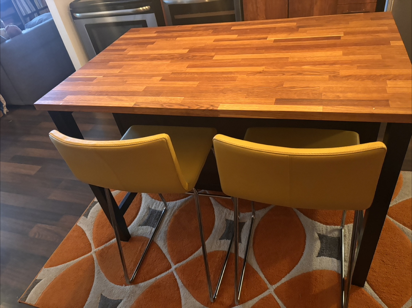 Set of 2 Yellow Leather Bar Stools - photo 4