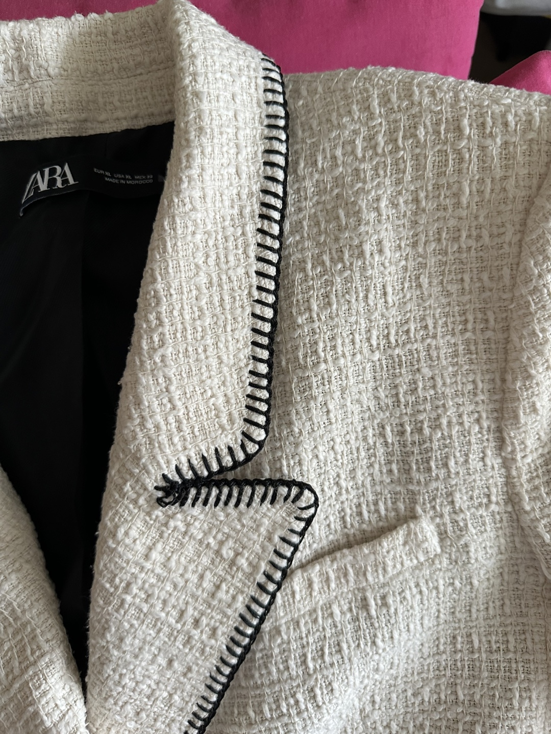 Zara White Tweed Blazer Size XL - photo 3