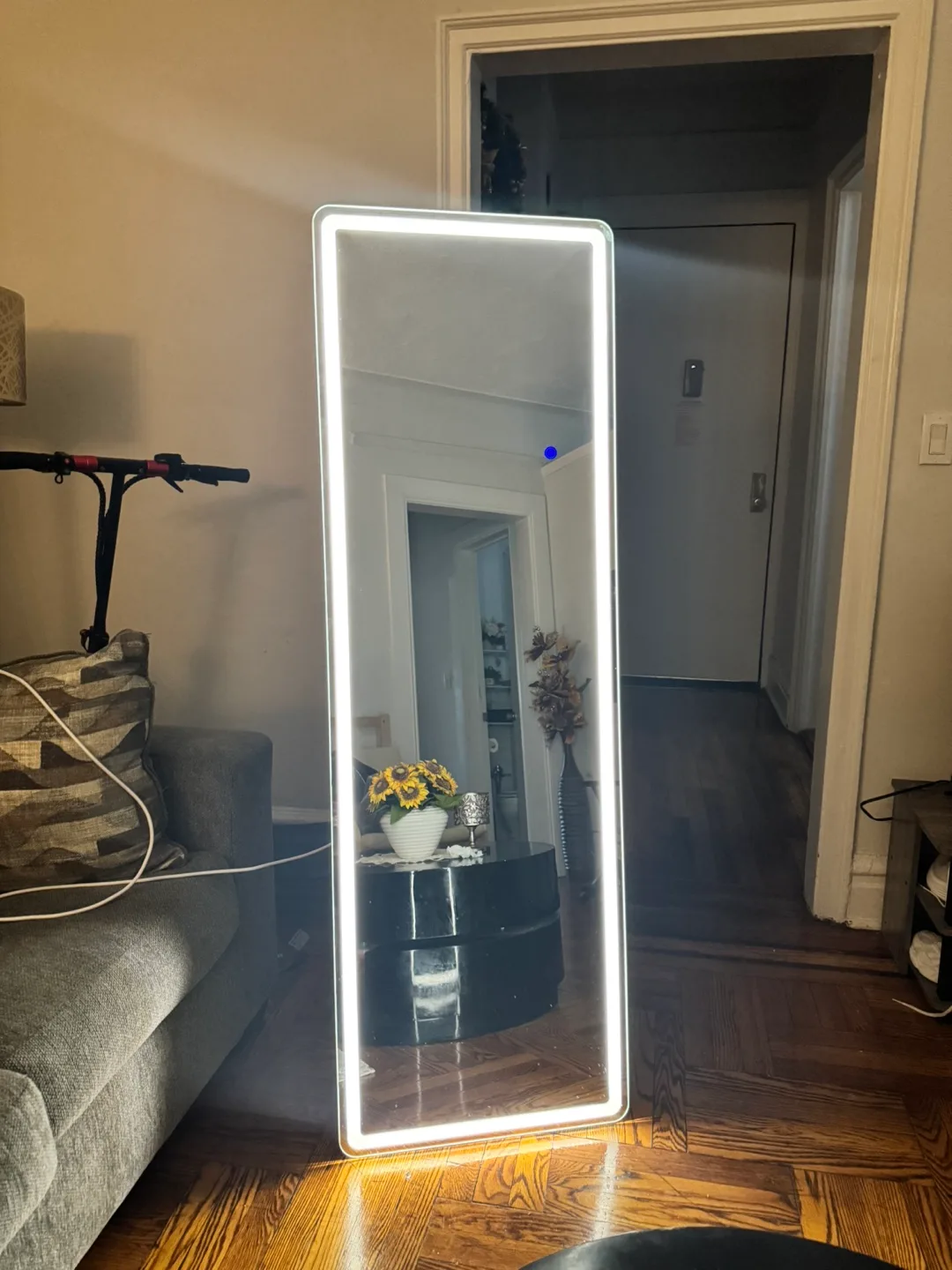 LED Full Length Mirror, Featuring Dimmable 3 Color Lighting image indicator(2)
