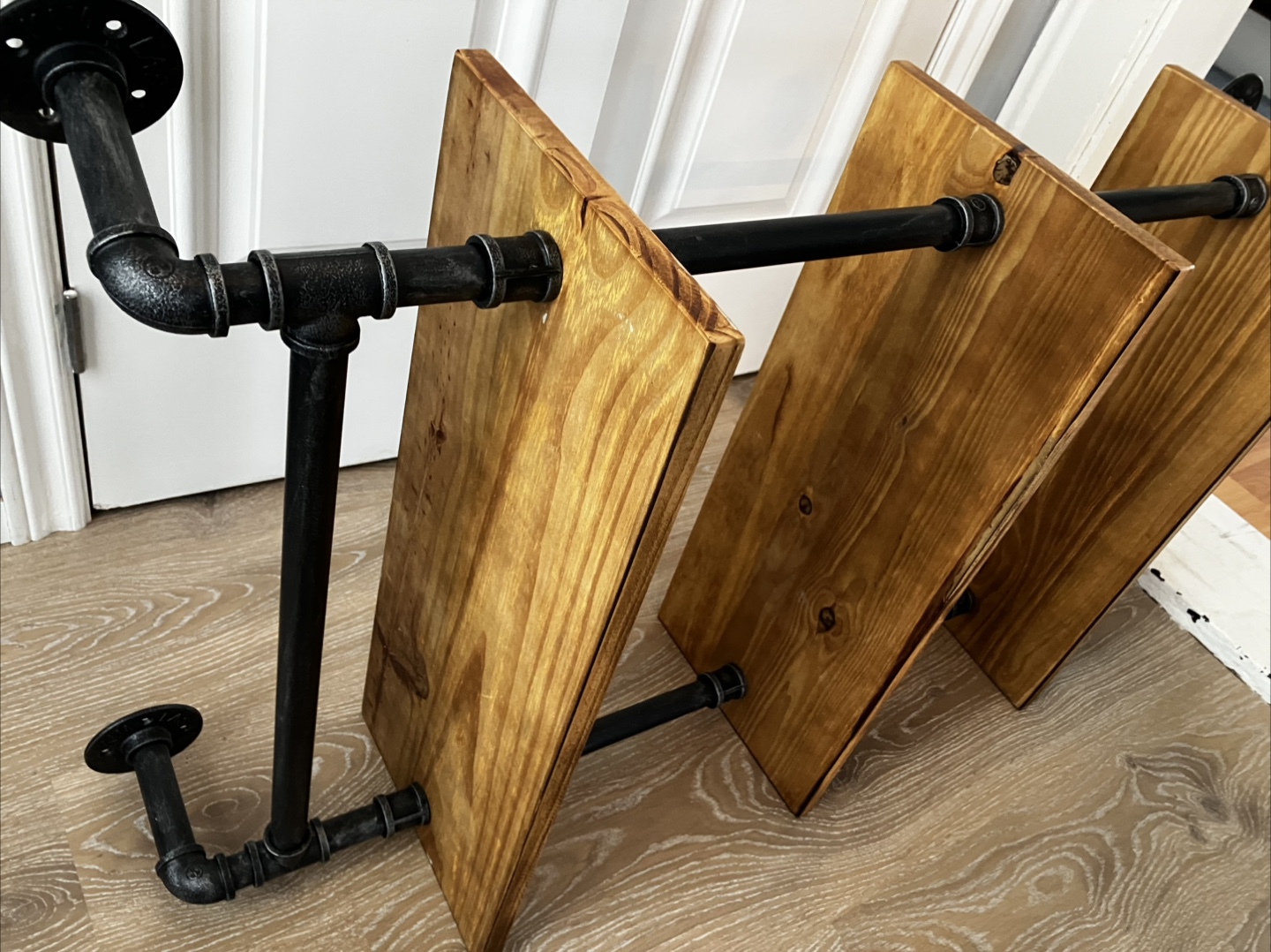 Wood and Pipe Shelves with Towel bar