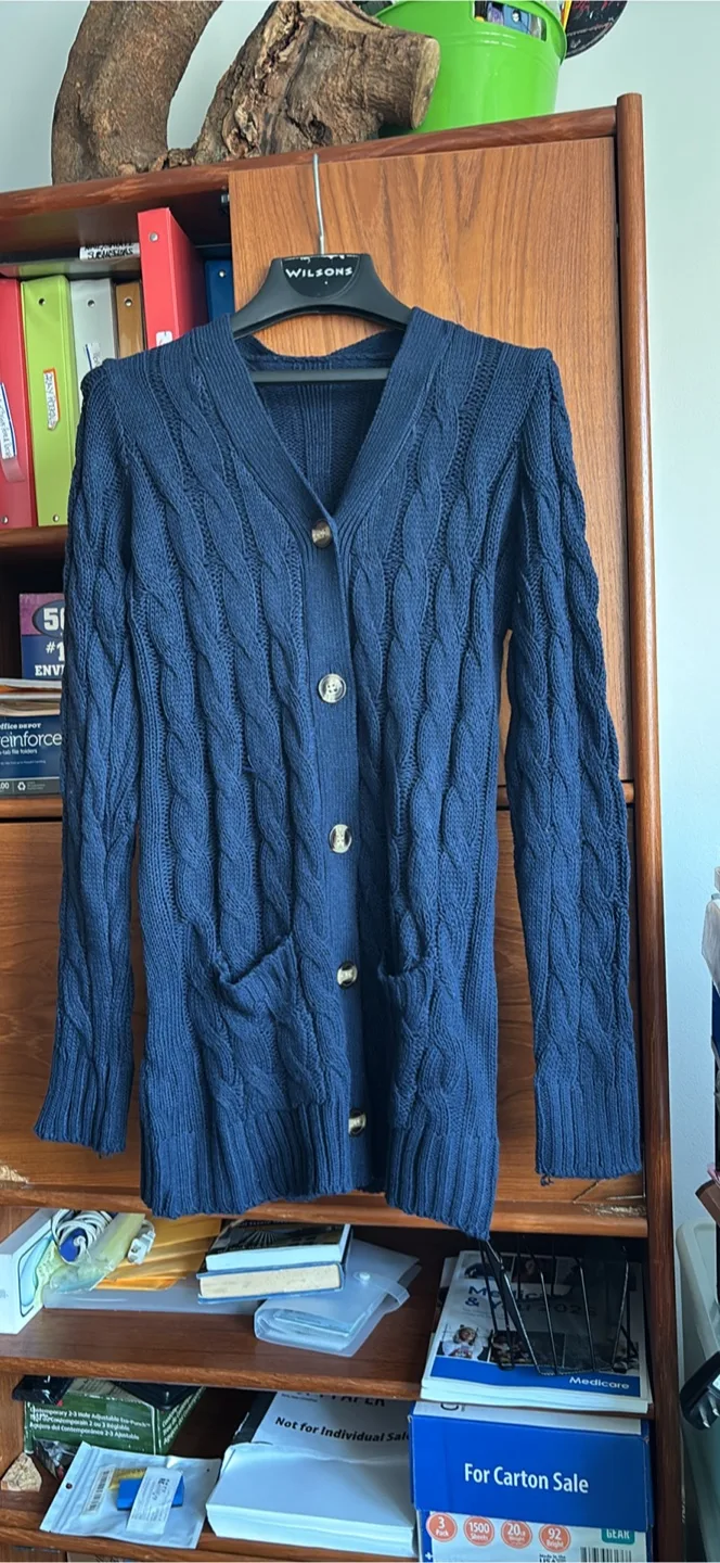 SALE! Ready for the chill. Nice Blue Cardigan sweater New! thumbnail