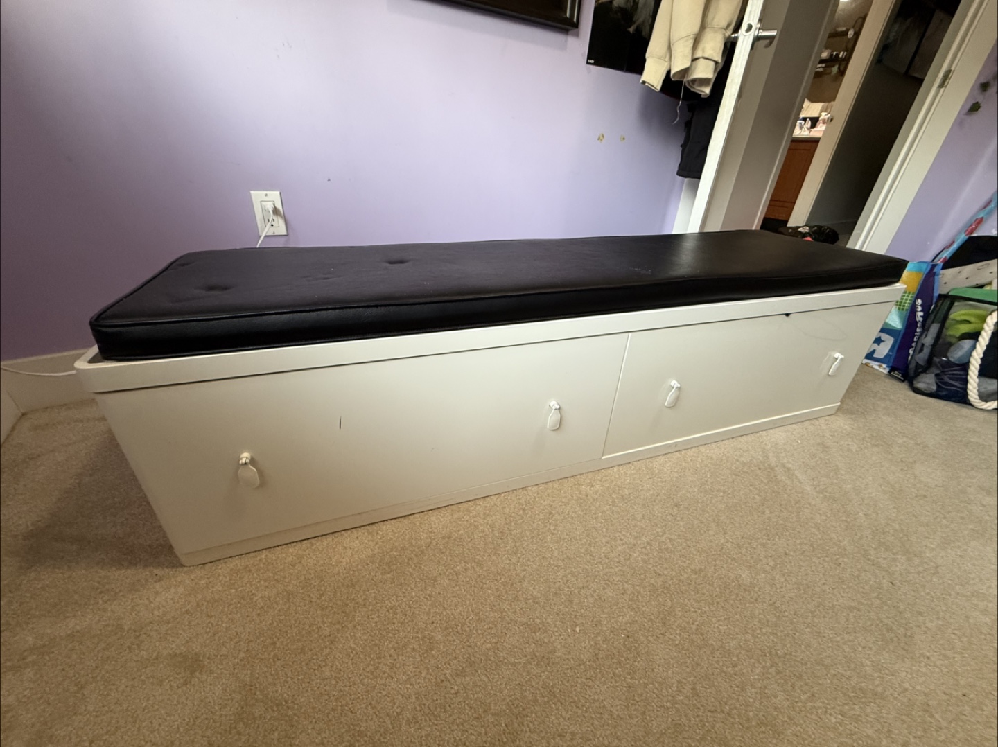 Storage Bench with Black Cushion