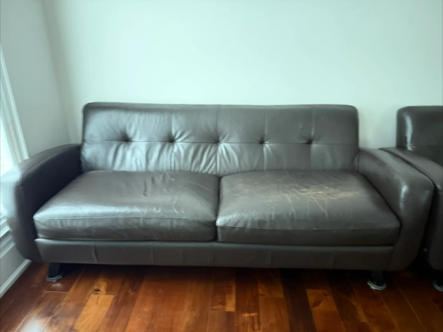 Leather Loveseat and 3 seater couch - Brown image indicator(2)