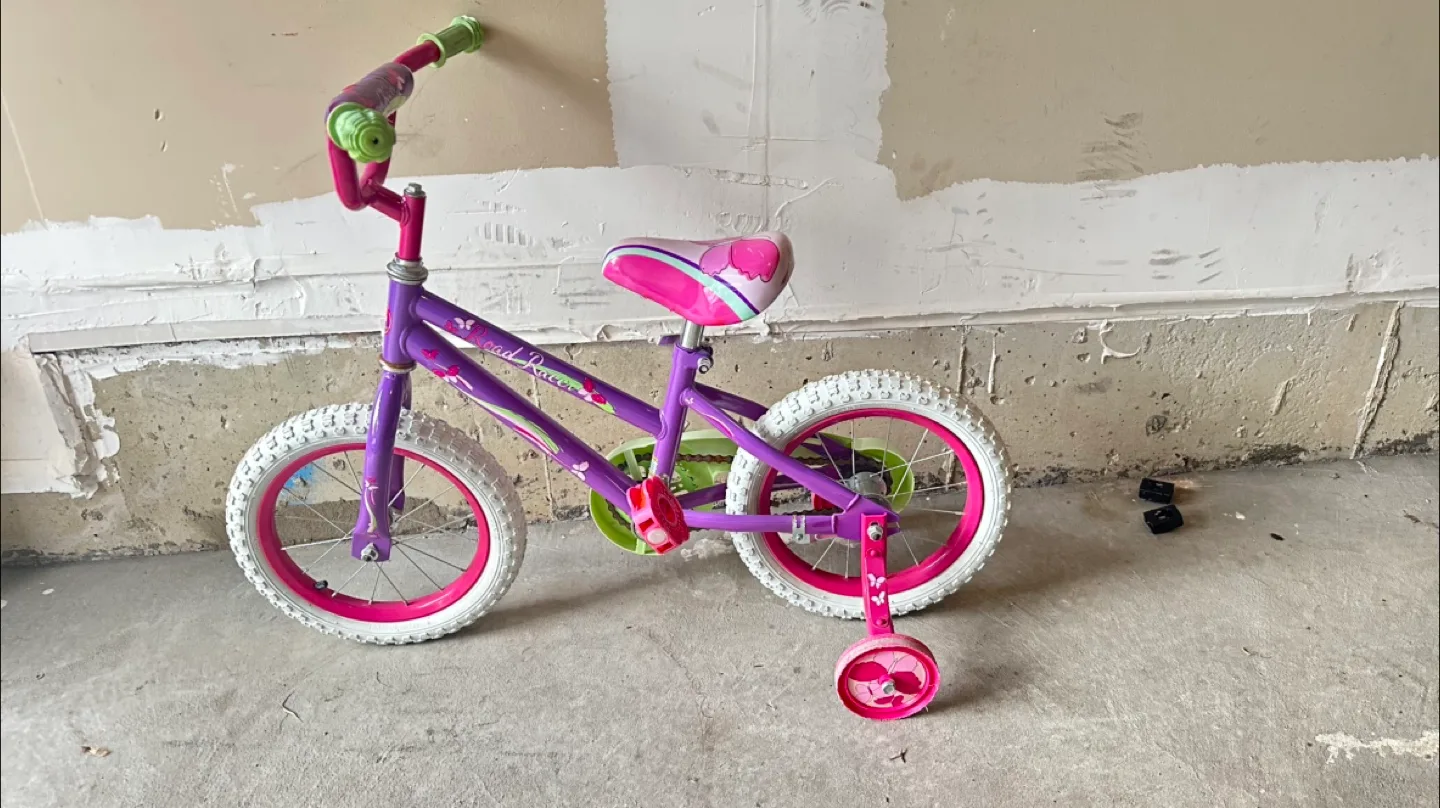 14” Road Racer Kids Bike - Purple & Pink thumbnail