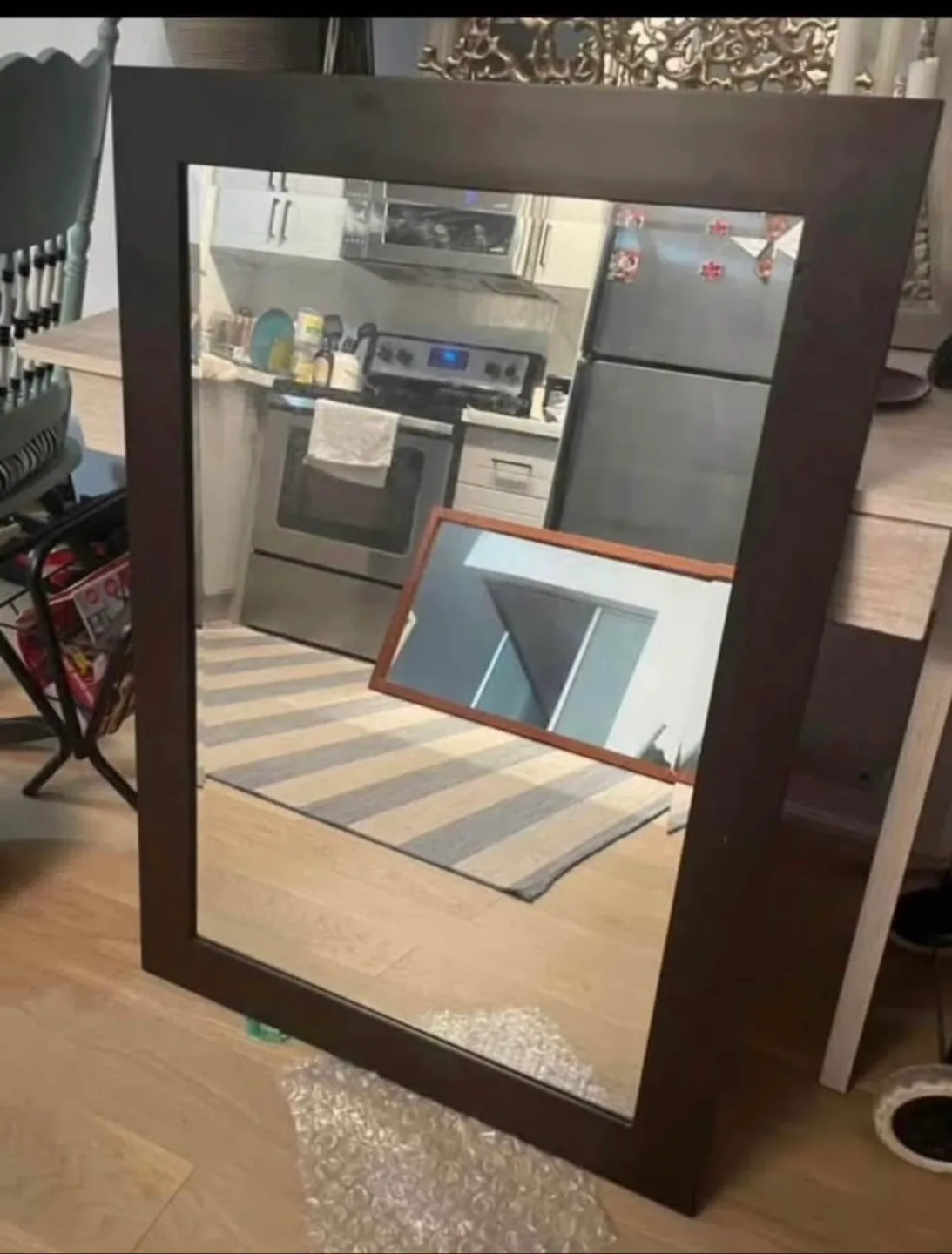 Large Brown Framed Mirror thumbnail