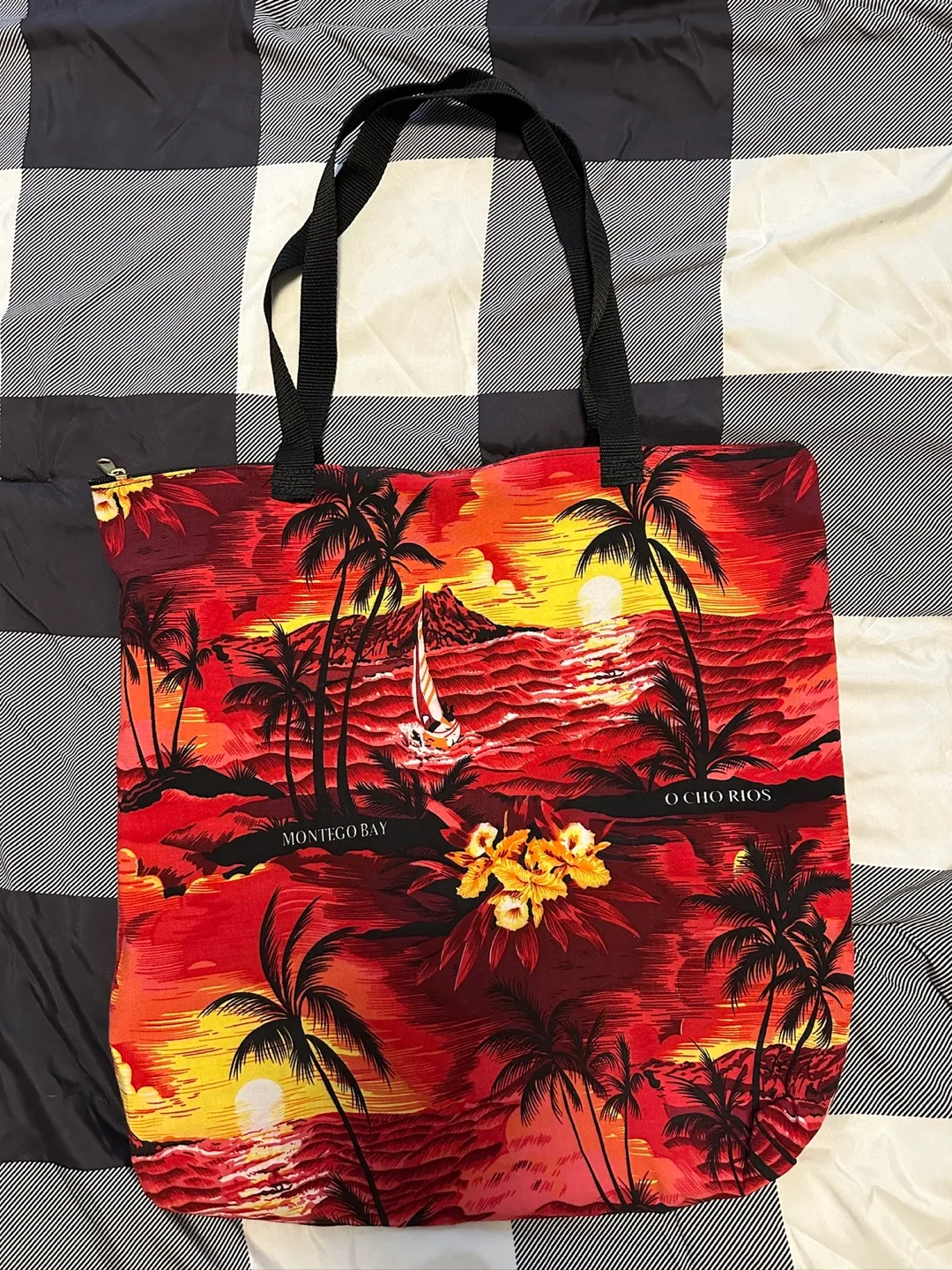 Tropical Print Tote Bag - Montego Bay & Ocho Rios thumbnail