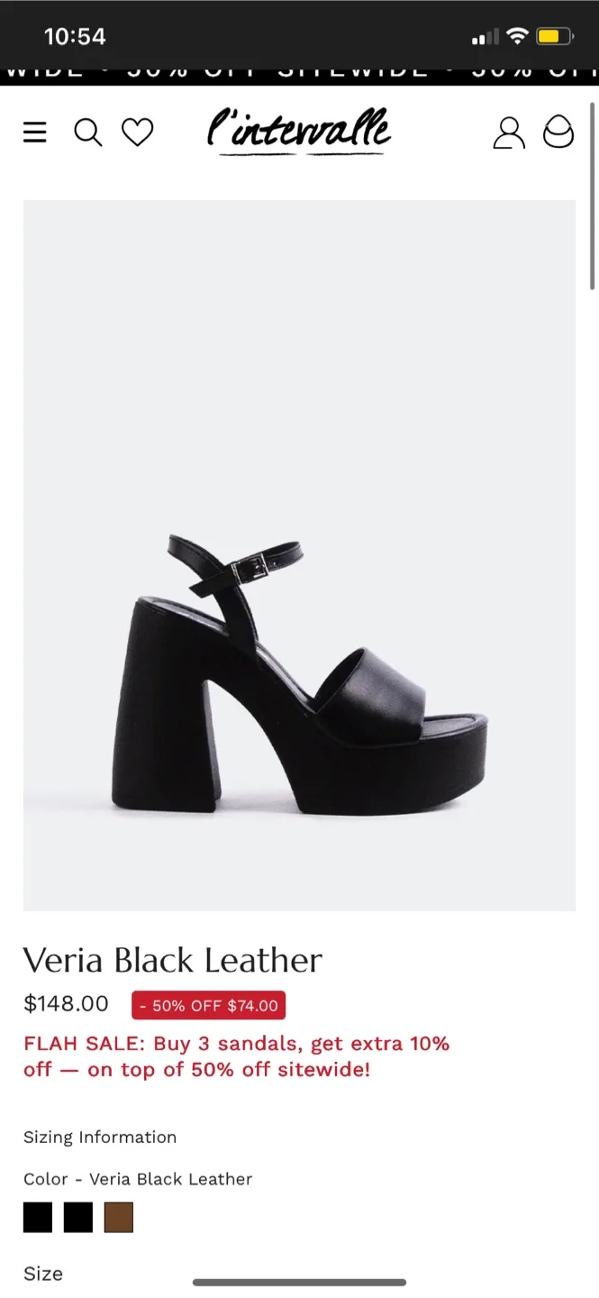 L'intervalle Veria Black Leather Platform Sandals image indicator(2)