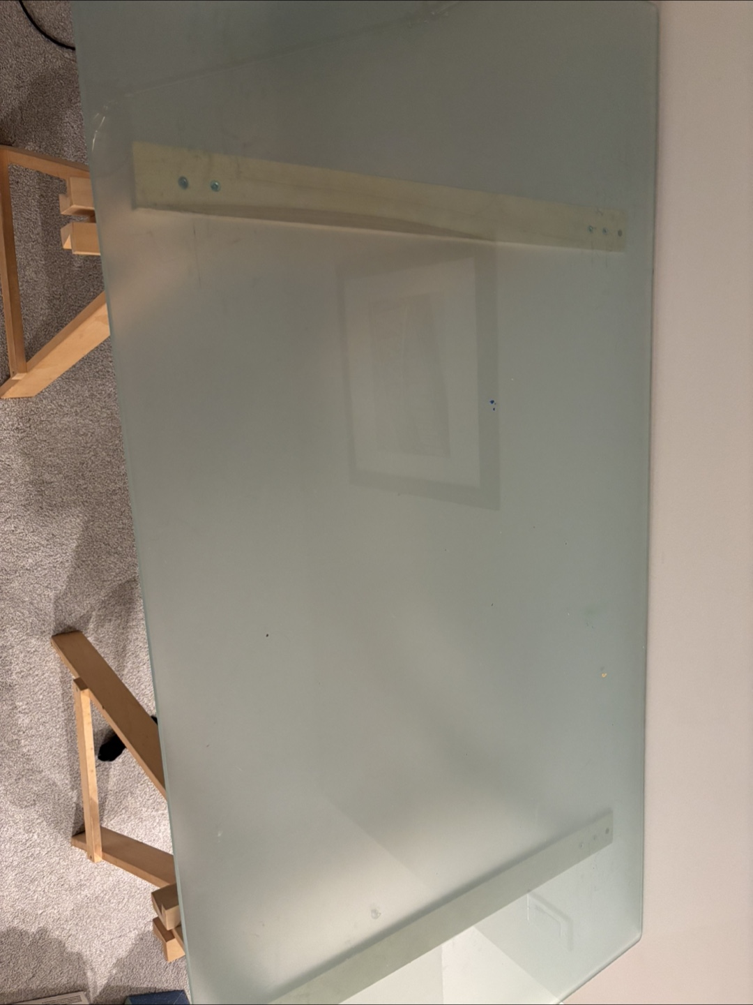 Glass Top Desk with Wooden Trestle Legs - photo 4