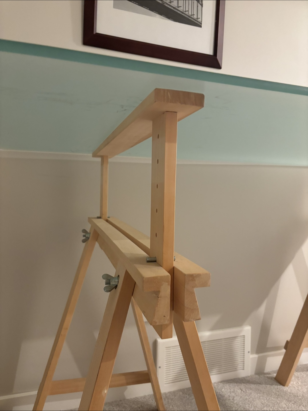 Glass Top Desk with Wooden Trestle Legs - photo 3