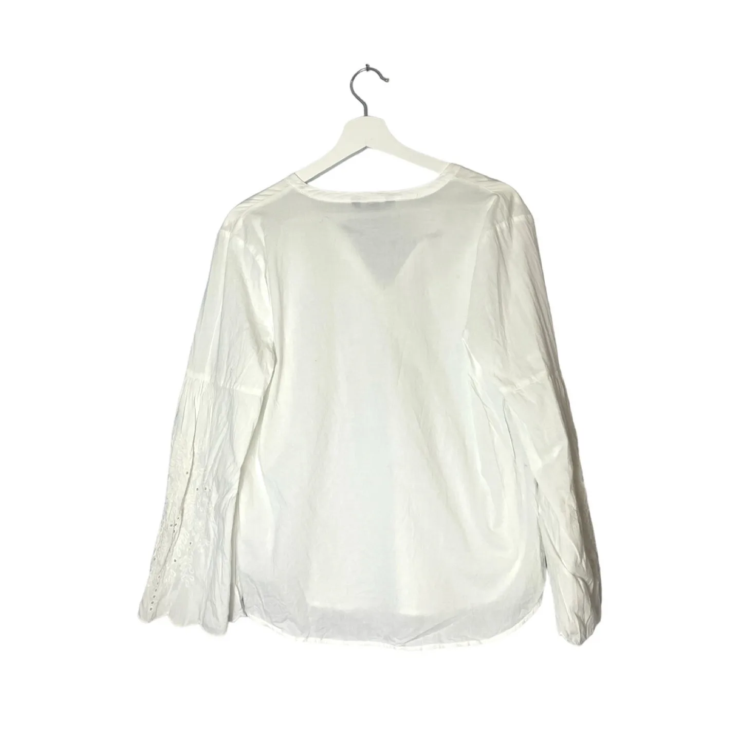 Banana Republic White Embroidered Long Flounce Sleeve Size S image indicator(2)