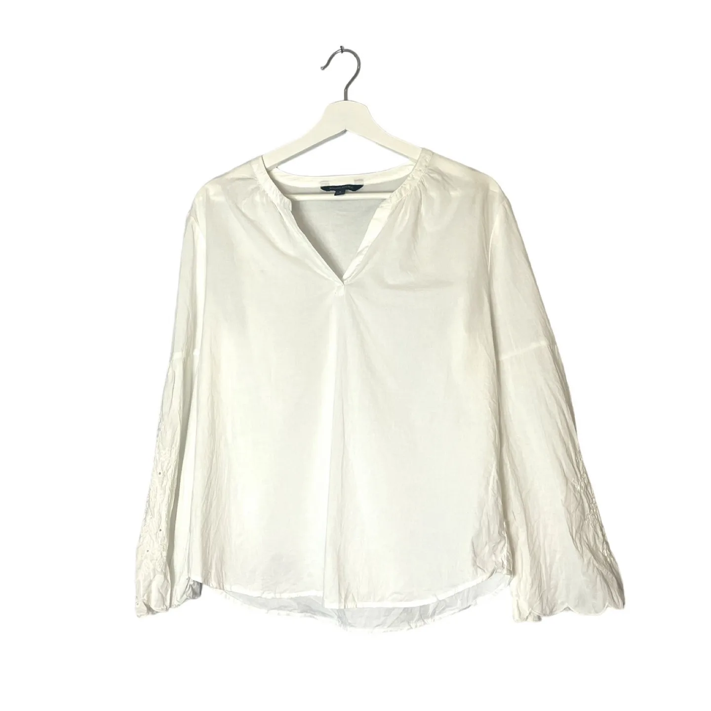 Banana Republic White Embroidered Long Flounce Sleeve Size S thumbnail