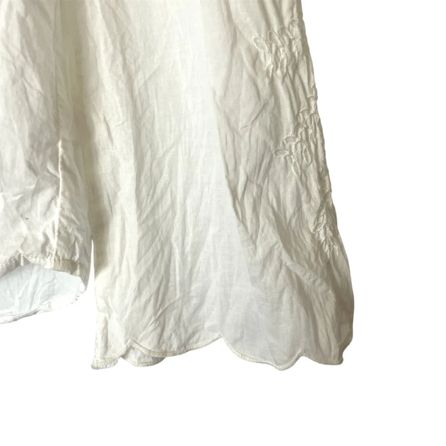 Banana Republic White Embroidered Long Flounce Sleeve Size S image indicator(3)