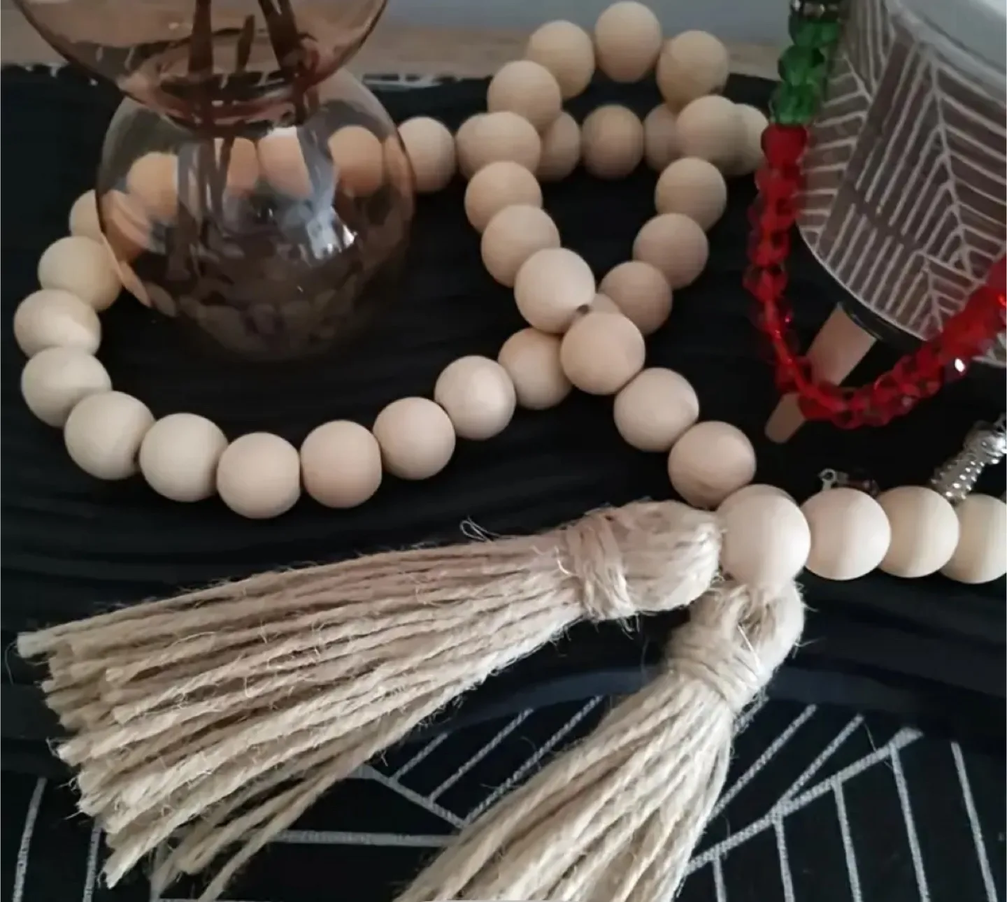 Wood Bead Garland with Tassels image indicator(4)