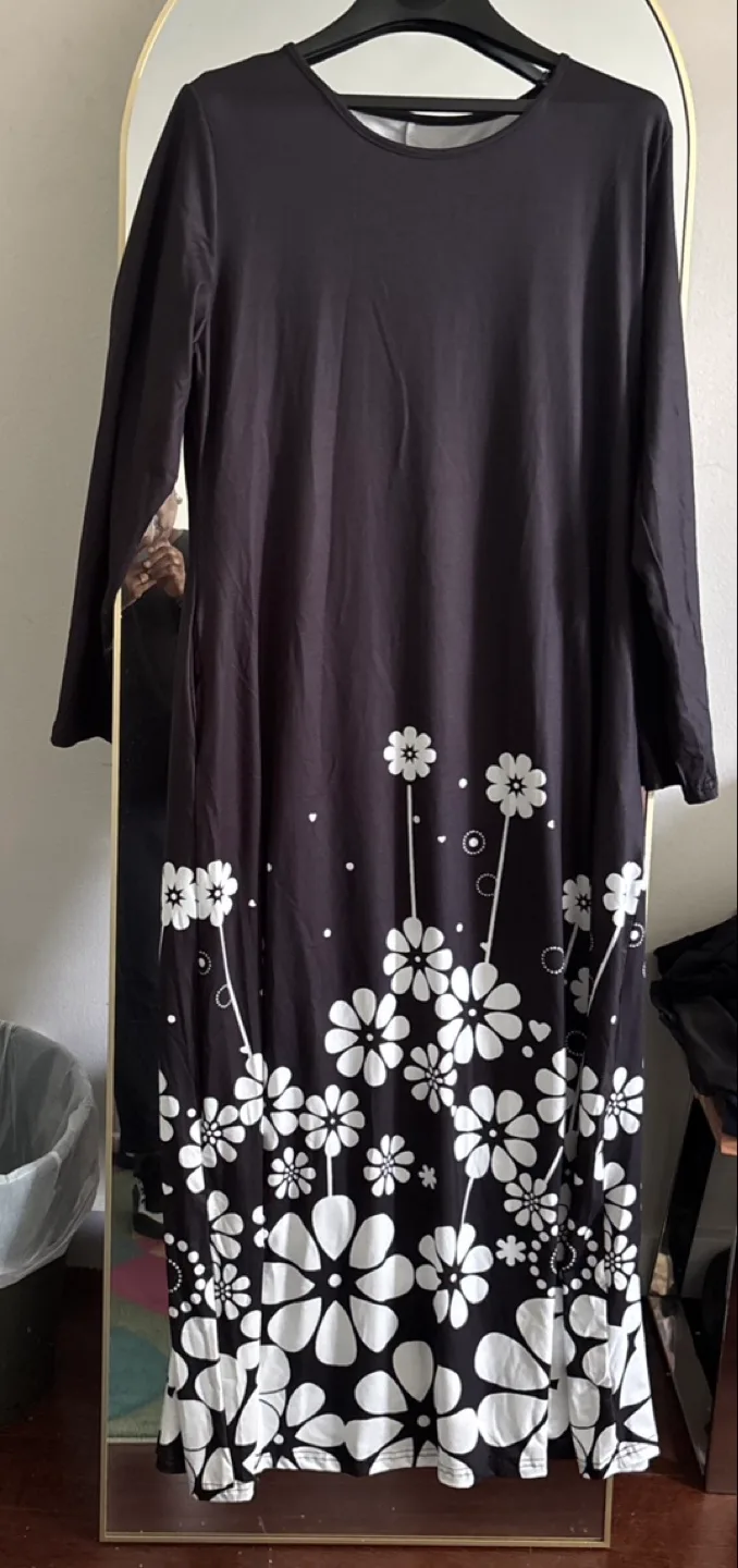 Black Floral Long Sleeve Dress thumbnail