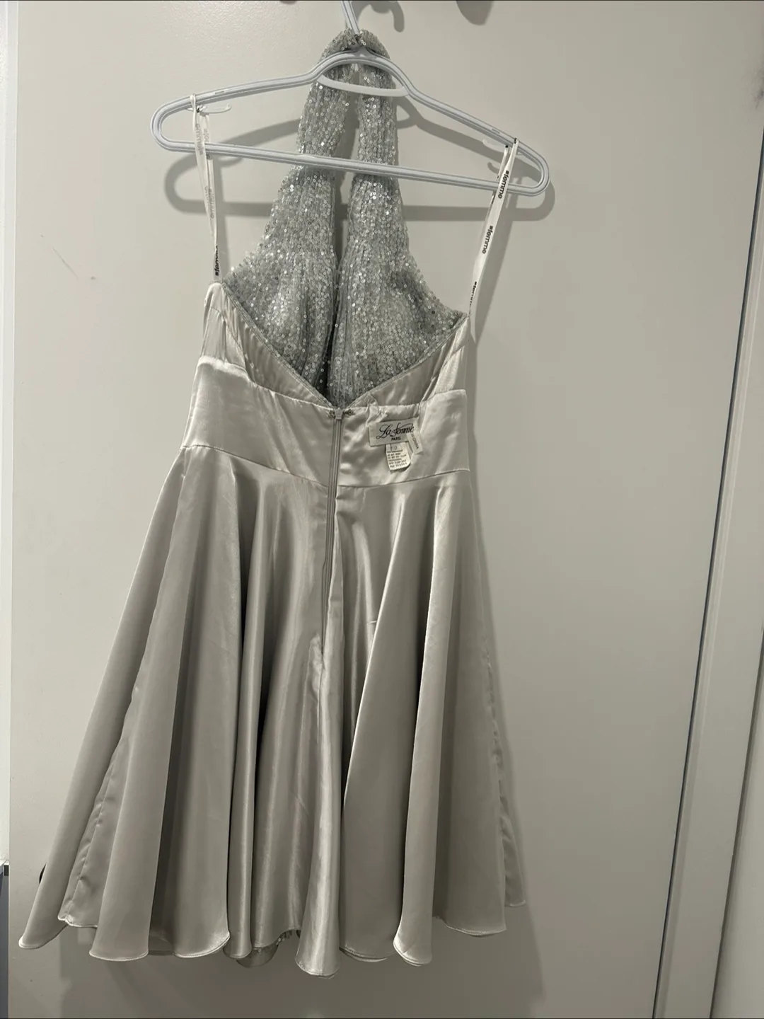 La Femme Silver Halter Dress image indicator(4)