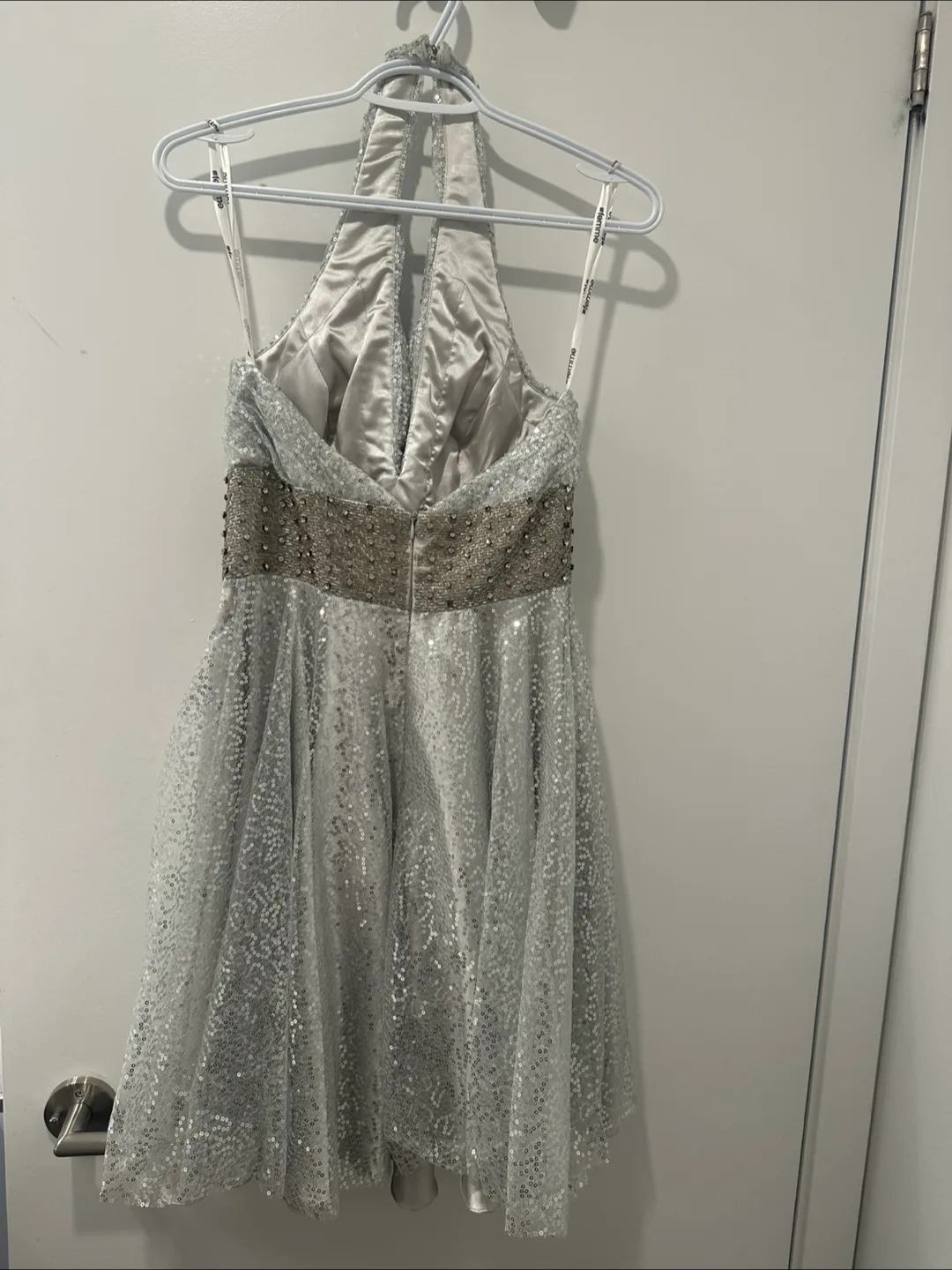 La Femme Silver Halter Dress image indicator(2)