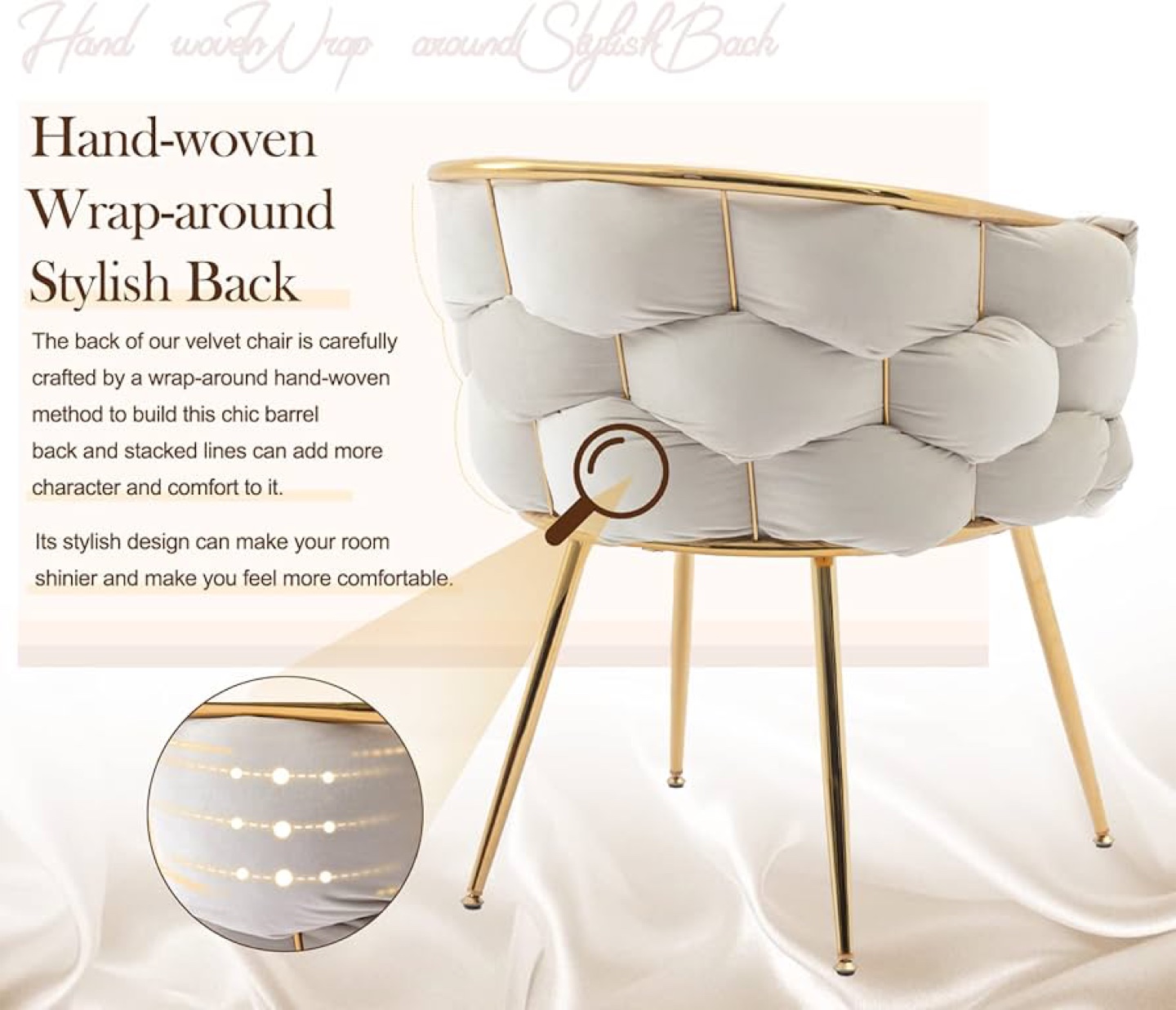 Stylish White Velvet Accent Chair - photo 2