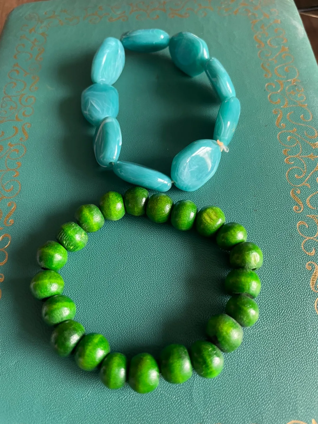 2 Beaded Bracelets - Blue & Green thumbnail