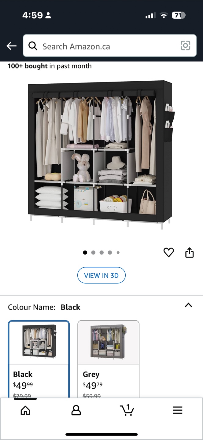 Portable Closet Wardrobe Organizer - Black - photo 2