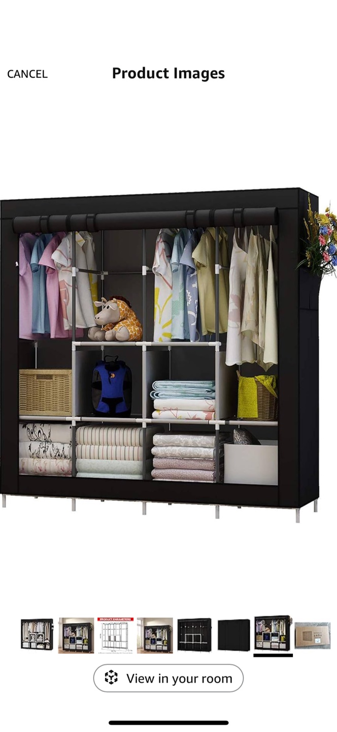 Portable Closet Wardrobe Organizer - Black